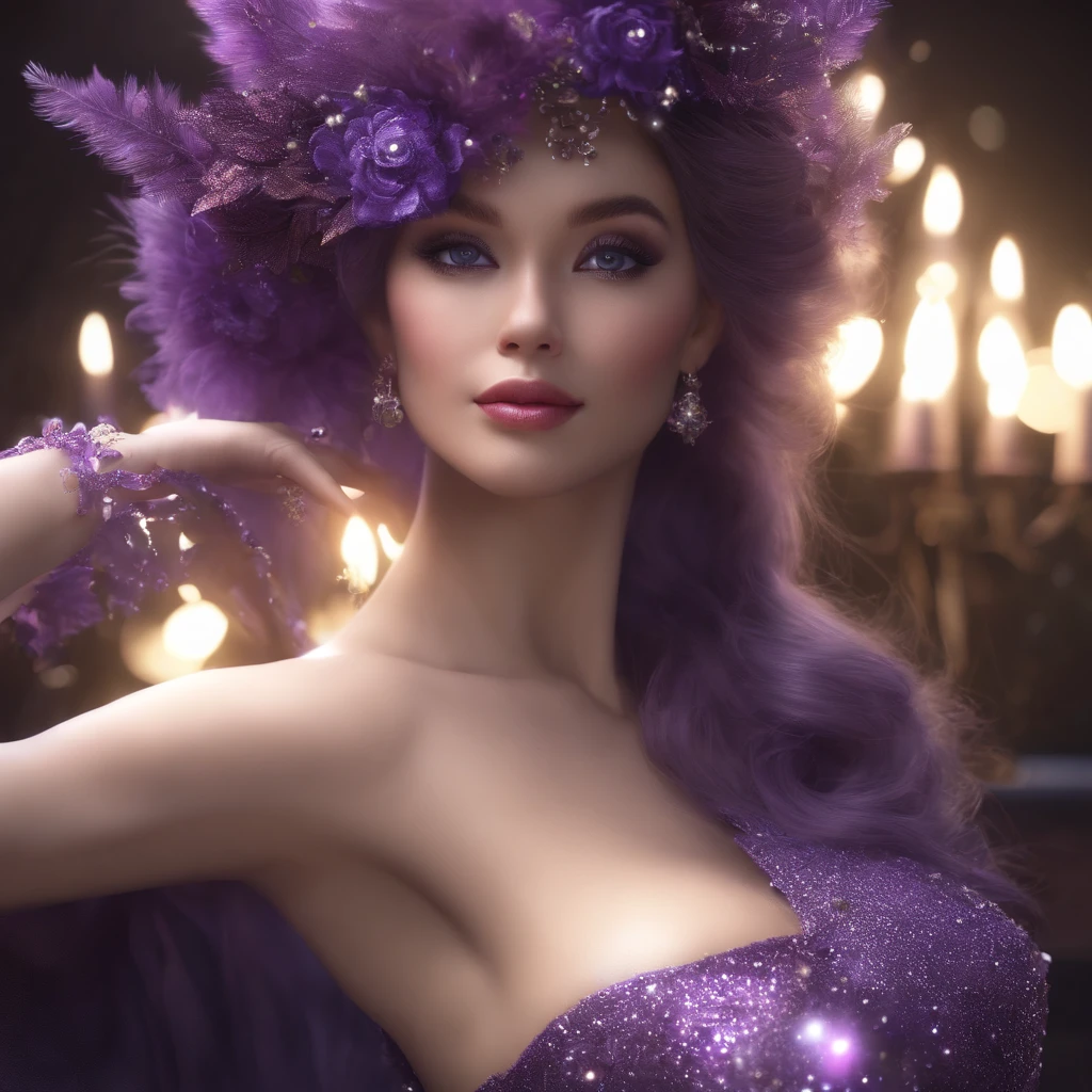 Masterpiece, Best quality, [(Purple monster)+(((Vitreous skin)))] ,starlights，Photorealistic, high resolution, Detailed, Sharp focus