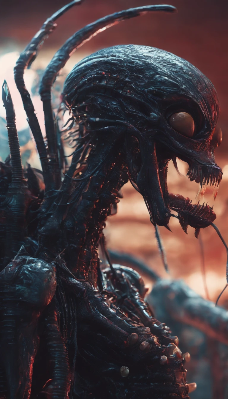 Strange beasts in a fantasy world,Blood,Covered with thick spikes,Moon Night,中景 the scene is,Full body like, highly detailed surreal vfx,oc rendered,Shot with 70 mm - AR 16:9 --q 2 --s 1000