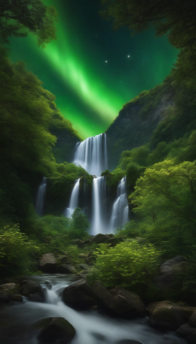 Hyper realistic 8k, ultra detailed, (Best Quality digital illustration Masterpiece of planet Earth in outer space), ((No Man)) (Beautiful planet Earth Illustration), (vivid Green nature and vegetation), (flowering plants), ((waterfall)), (Bright Stars), (Hyperdetail, Dynamic Camera), (Wide Angle), (Celestial Lighting), (Vivid Colors and Saturation), (trending on artstation,