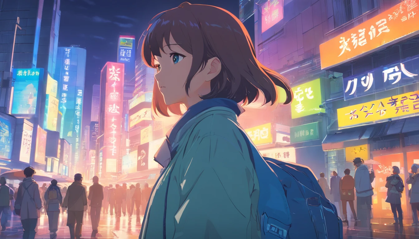 Android android games for iOS or android, In the style of Tristan Eaton, Cyberpunk Dystopia, Meticulous portrait, Antony Gormley, 8K 3D, Alex Maleev, "(Best Quality, High resolution:1.2), Ultra-detailed, (Realistic, Photorealistic:1.37)Nice profile, Girl with dark brown one-curled hair fluttering in the wind, Neon City Neon Tube, Modest casual cloth attire, Director Makoto Shinkai, A slightly smiling look, ,Hats , High freshness, Vibrant colors, Studio Lighting, Fan models only"No signage、Hair is blowing in the wind、So that the upper body is reflected、Touching the chin、natta、Skyscrapers are lined up in the back..,Beautiful profile