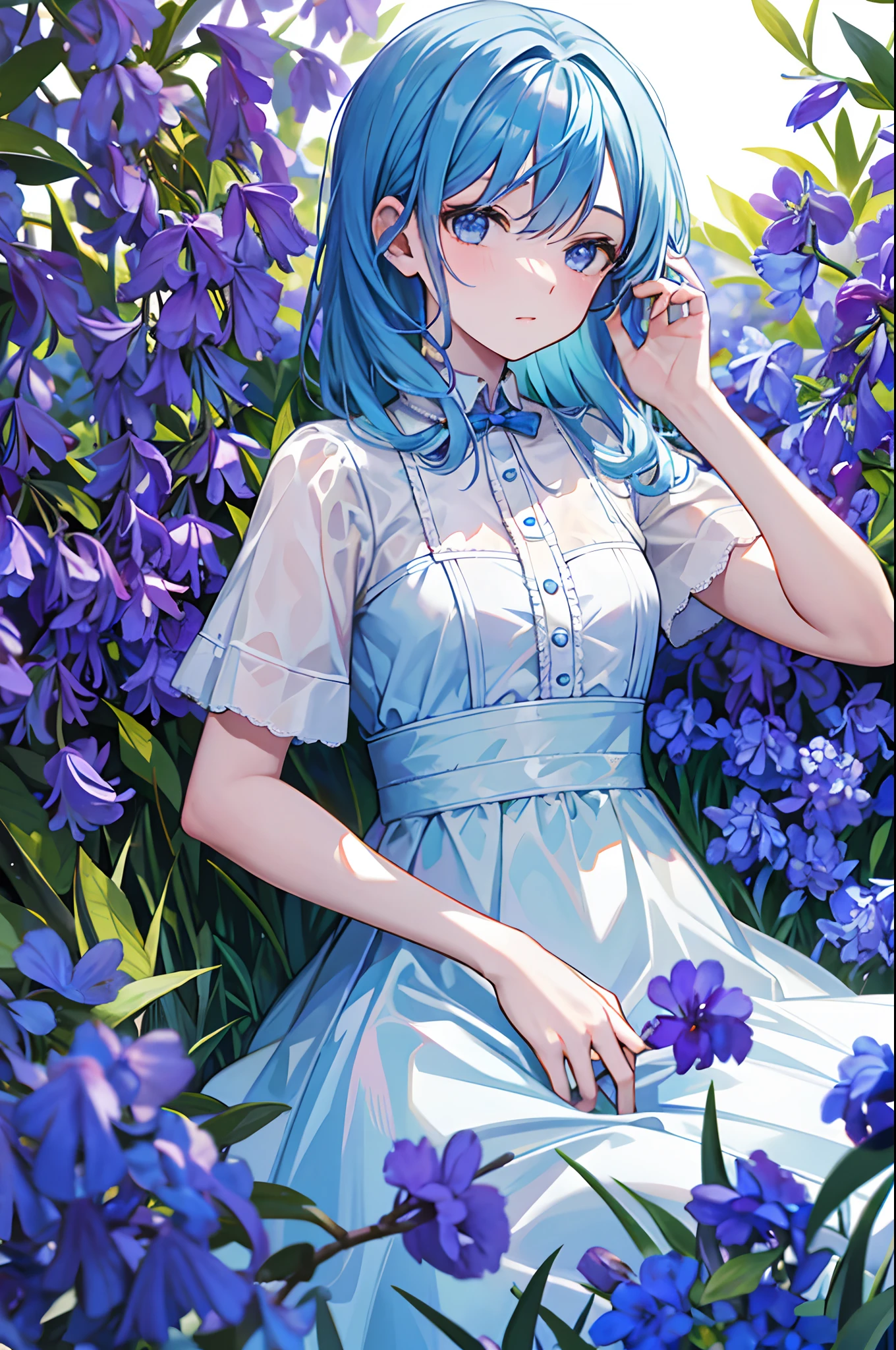 a bluebell flower as a person