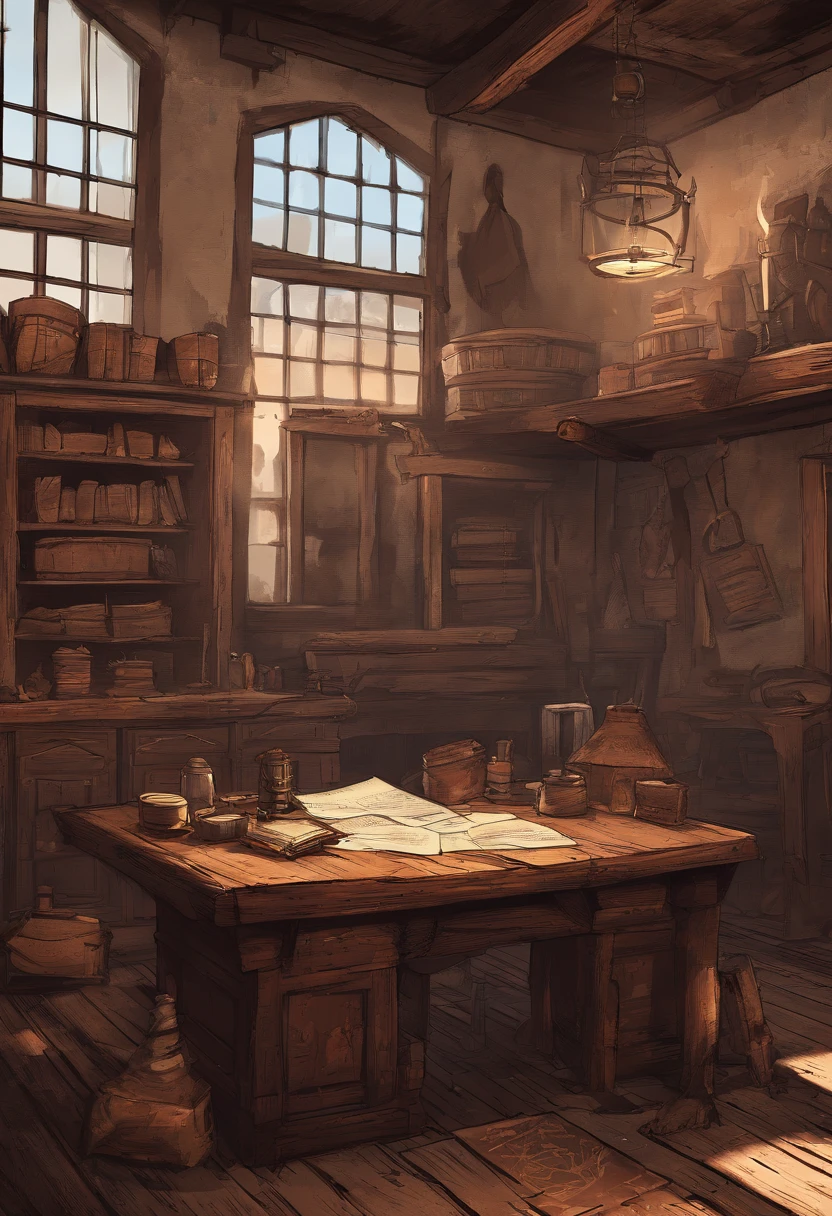 (best quality,4k,8k,highres,masterpiece:1.2),ultra-detailed,(realistic,photorealistic,photo-realistic:1.37),red dead redemption 2 artwork style,dark room,1899 western style,sheriff office,sheriff office decoration, 6 sheriffs standing in front of a table,sheriff hat,sheriff badge,wooden desk,oil painting texture,vintage atmosphere,vibrant colors,soft lighting,Wanted posters hanging on the wall,old wooden walls and floors,strong shadows,leather chairs,dusty air,aged artifacts,authentic costumes,cowboy boots,revolver holsters,jail cells in the background,old documents on the desk,authentic western rifles,antique furniture,sunlight streaming through the window,whiskey bottles on the table,handwritten letters,fireplace with a flickering flame,a painting of the wild west landscape in the background,6 men, 6 sheriffs standing