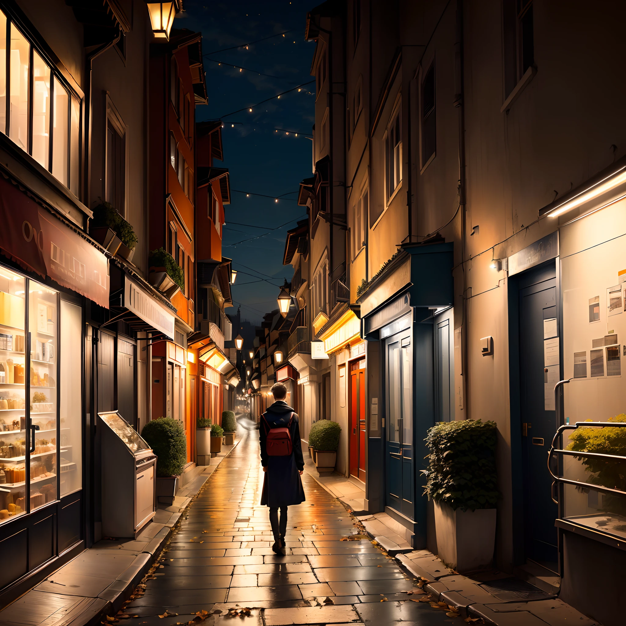 The streets of the city in early autumn in the evening,Sadness and loneliness