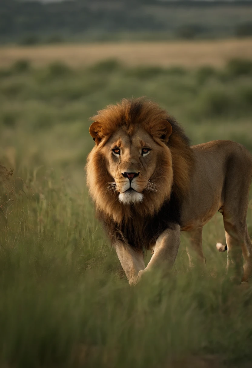 the Lion，Photoreal，Lion to hunt，hunt，the Lion，Killing，4K
