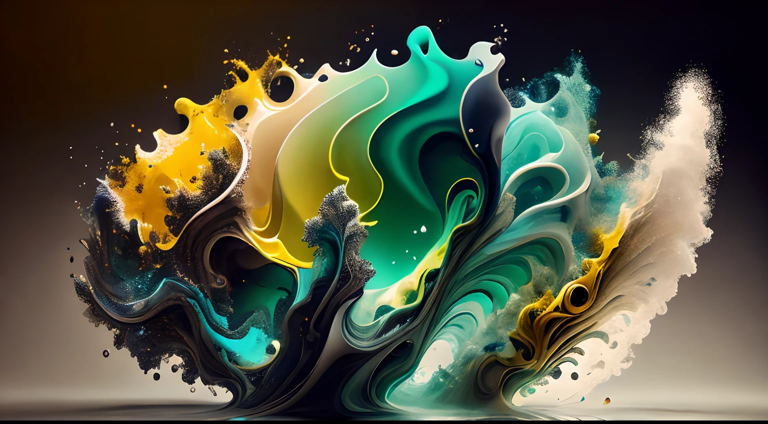 Obra de Arte abstracto en movimiento.Arte de Alberto Severo. Un primer plano de chorros y corrientes de metales preciosos fundidos que chocan entre si y forman , inmensas cantdades de gotas y chorros metalicos de oro, plata, cobre mercurio, que burbujean ,explotan ,remolinean y fluyen y ocupan todo el espacio, nubes de fluidos de colores metalicos dorados, plateados, cobrizos brillantes y tornasolados,burbujas tornasoladas, ,remolinos de gotas tornasoladas que giran y escapan.Crea una fascinante obra de arte abstracta con un enfoque en la fluidez y el movimiento. Utilice una paleta de colores rica y diversa, Blend tones seamlessly to evoke a sense of continuous movement, Background of psychedelic fuids in motion. Arte de los fluidos en movimiento