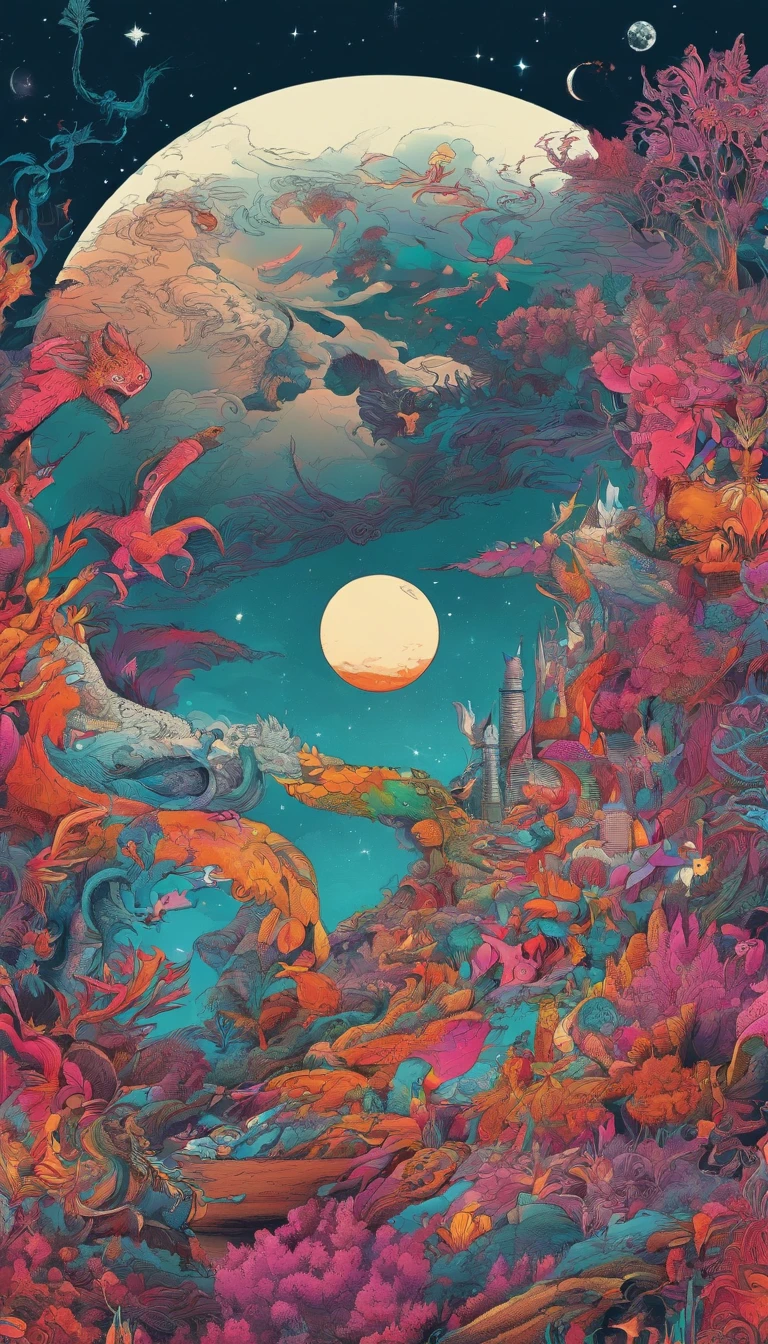 Strange beasts in a fantasy world,Blood,Covered with thick spikes,Moon Night,中景 the scene is,Full body like, highly detailed surreal vfx,oc rendered,Shot with 70 mm - AR 16:9 --q 2 --s 1000