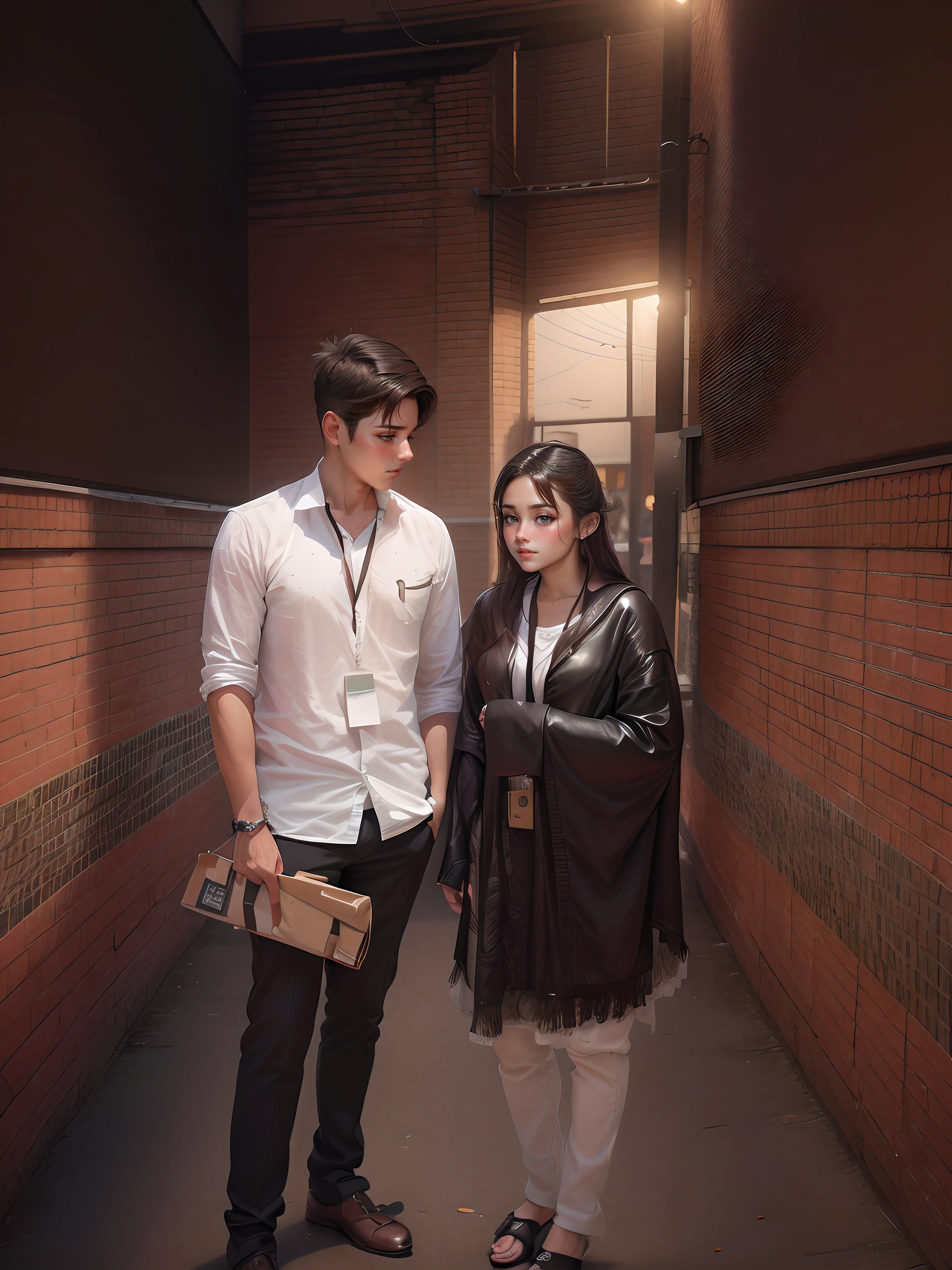 Handsome boy Cute girl , change background, smooth, hyper realistic, love , romantic