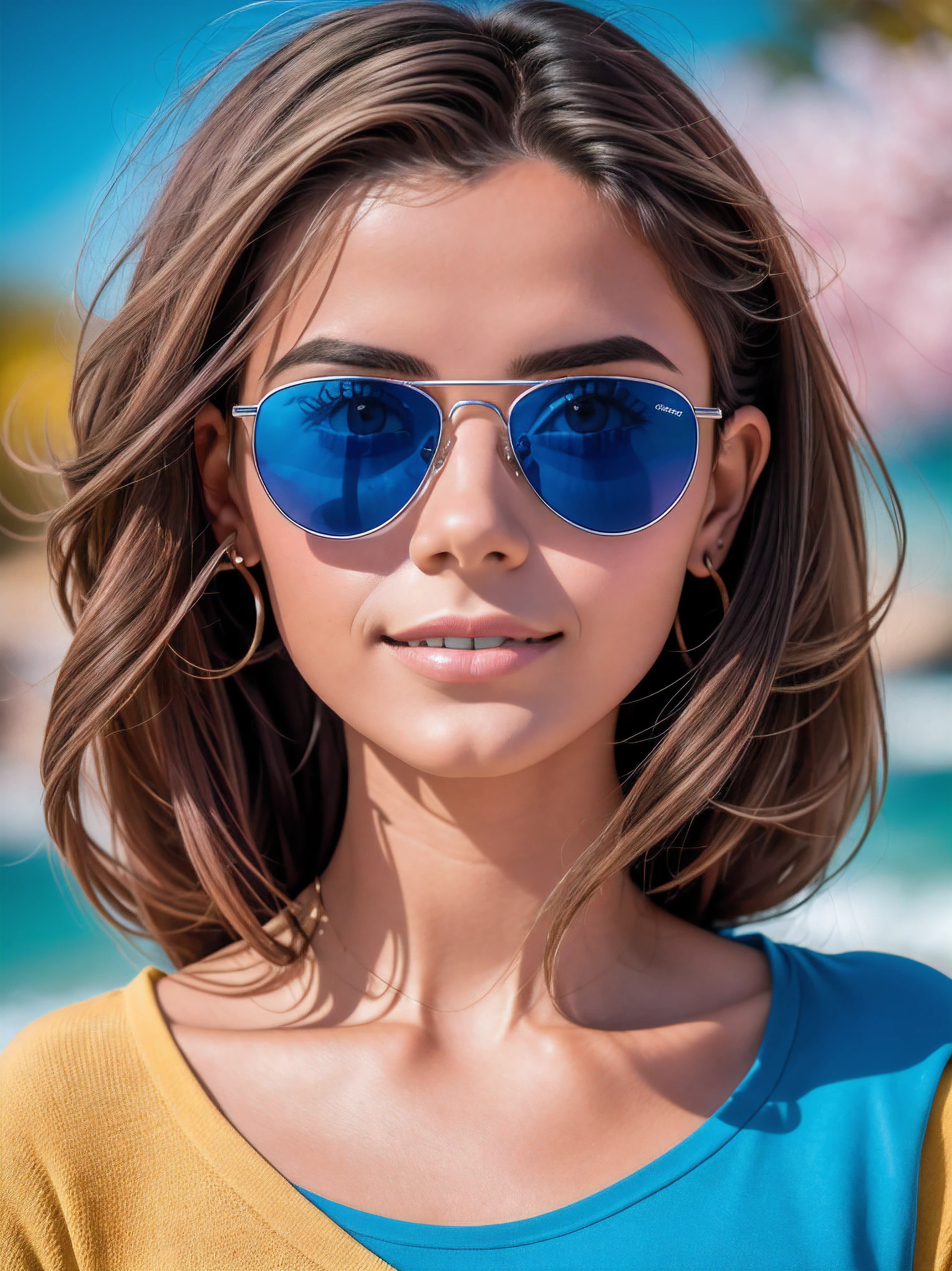 Estrutura de fotografia em poligonais simplificadas, showing abstract and modern aesthetics. Alinhamento perfeito, de Uma mulher de cabelos loira bonita usando uma blusa de frio de inverno，vidros de vidro，Rosa da flor, wearing sunglasses, alegria, Standing position, beleza abstrata, Centrado, looking at the camera, Facing the camera, nearing perfection, Dynamic, altamente detalhado, liso, foco nítido, 8k, high-definition resolution,