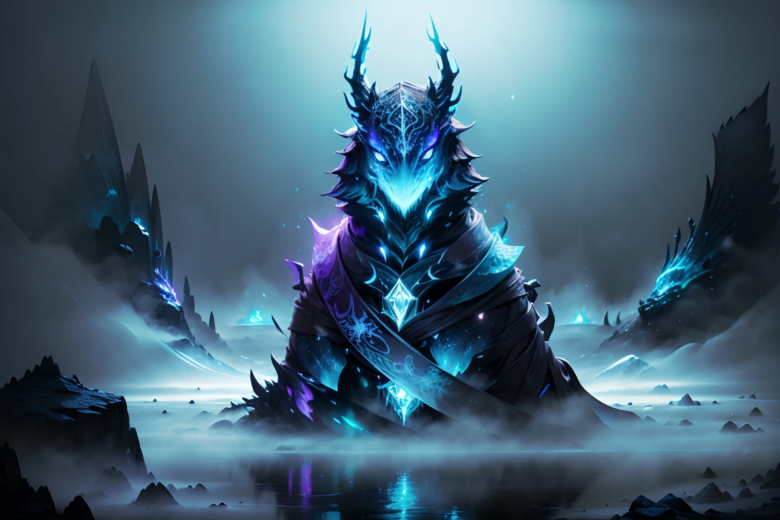 ((mythical mount monster illustration)), cool beauty face, slant up and sharp eyes, glowing eyes, (((wrap in fog:1.5))), distant galaxy filled with tiny colorful stars, very heavy rain, thunderstorm, smooth and beautiful fur, flash, snow flake with freeze motion, bioluminescent, chromatic aberration, (be seen dimly, shine:1.2), elegant, integrity, glorious, dignified, full color fiber optic light painting add palette knife drawing, noir scale, (((fantasy creatures of order and chaos))), dark palette, snow petals, mezzotint of water color add black-light paint under water background intricate detail, texture, ((fused serpent and stone_punk fish of full body shot))), (((included art))), dripping effect, elaborate, justice, (all captured in sharp focus, rendered in stunning 32k resolution:1.1), insanely beautiful illustration, beautiful detailed glow, holography style, cymatics, tachism, vibrant colors, exudes realism, mixed media, milky gold, holographic rendering, multilayered, gradation, amazing background detail, (highest qualoty:1.3), mystical atmosphere, (intricate detailed detail:1.1),