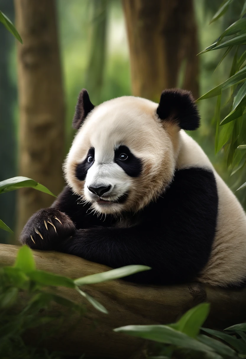 a panda,Photoreal,Panda eating bamboo,Playing,Children's panda,sleep,4K