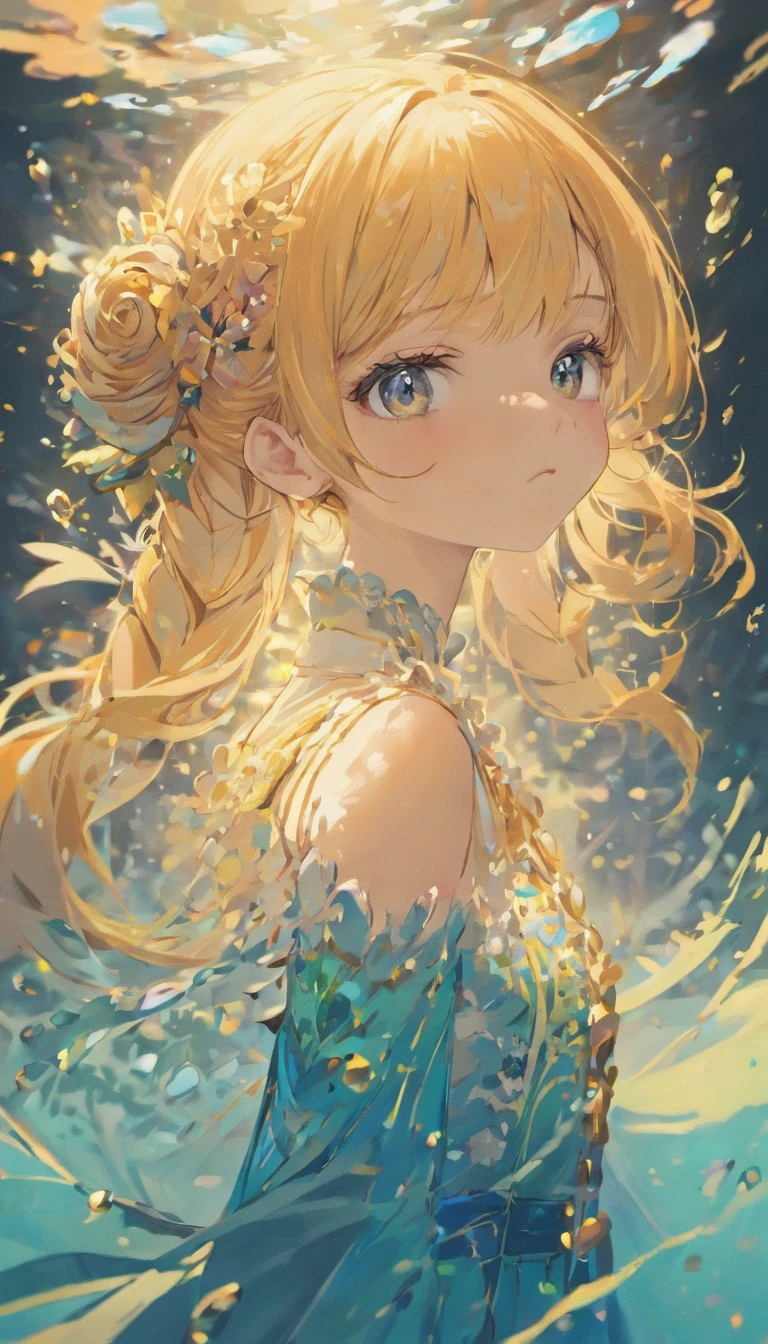 {{16K illustration,Great masterpiece, Best quality,}}, {{Style from the 1980s,Ray tracing ,Best illumination, Best shadow, Highly detailed skin,Colorful glitter,highly details eye ,Dynamic Angle,Highly detailed face ,Reflective eyes ,reflective hair,highly detailed hair,Extremely delicate and beautiful stars,On the water}},Dramatic angle,{{Nature,Cute face,}},{full bloom},{painting of beautiful},{{{gradation hair,pigtail hair,Bun hair,glossy eyes,Watery eyes ,Long eyelashes,Beautiful eye shadow}}},{{intricately details}},Solo,{ Chinese girl :Fairy tale mix,} {{Beautiful and delicate fabrics,Sailor dress}},Seductive smile,{{{{view the viewer,Bust}}}},{{{{{arms back behind}}}}},{{{{Rose,Anemone,}}}},{Beautiful face painting}