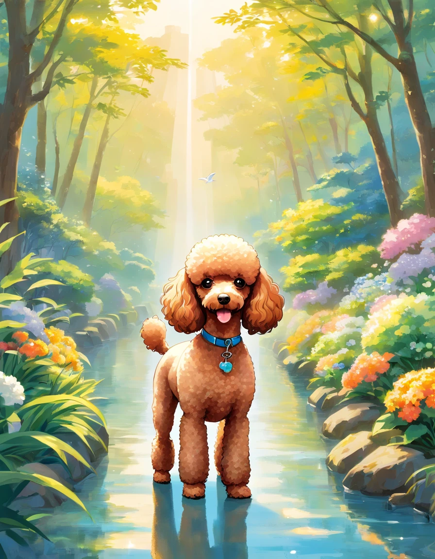 Certainly! Here's a description of a Miniature Poodle illustration in Naoki Saito's style:

"Behold a stunning work of art in Naoki Saito's signature style, featuring the charming and elegant Miniature Poodle. This exquisite illustration captures the essence of this beloved breed with a touch of grandeur and mystique.

The backdrop of this masterpiece transports you to a whimsical realm, where the Miniature Poodle takes center stage. Its fur is depicted with intricate attention to detail, showcasing every curl and wave, while the eyes hold an air of wisdom and grace. The Miniature Poodle's pose exudes a regal and confident aura, reflecting the breed's proud demeanor.

Naoki Saito's use of rich, vibrant colors brings life to the artwork, making the Miniature Poodle stand out against the backdrop of lush scenery. Each stroke of the brush tells a story, evoking a sense of wonder and admiration for this enchanting creature.

This illustration is more than just a visual delight; it's a testament to the skill and artistry of Naoki Saito, inviting you to immerse yourself in a world where the Miniature Poodle reigns supreme. Whether you're a fan of art, dogs, or both, this piece is sure to captivate your heart and imagination."

Feel free to use this description for your Miniature Poodle illustration in Naoki Saito's style!