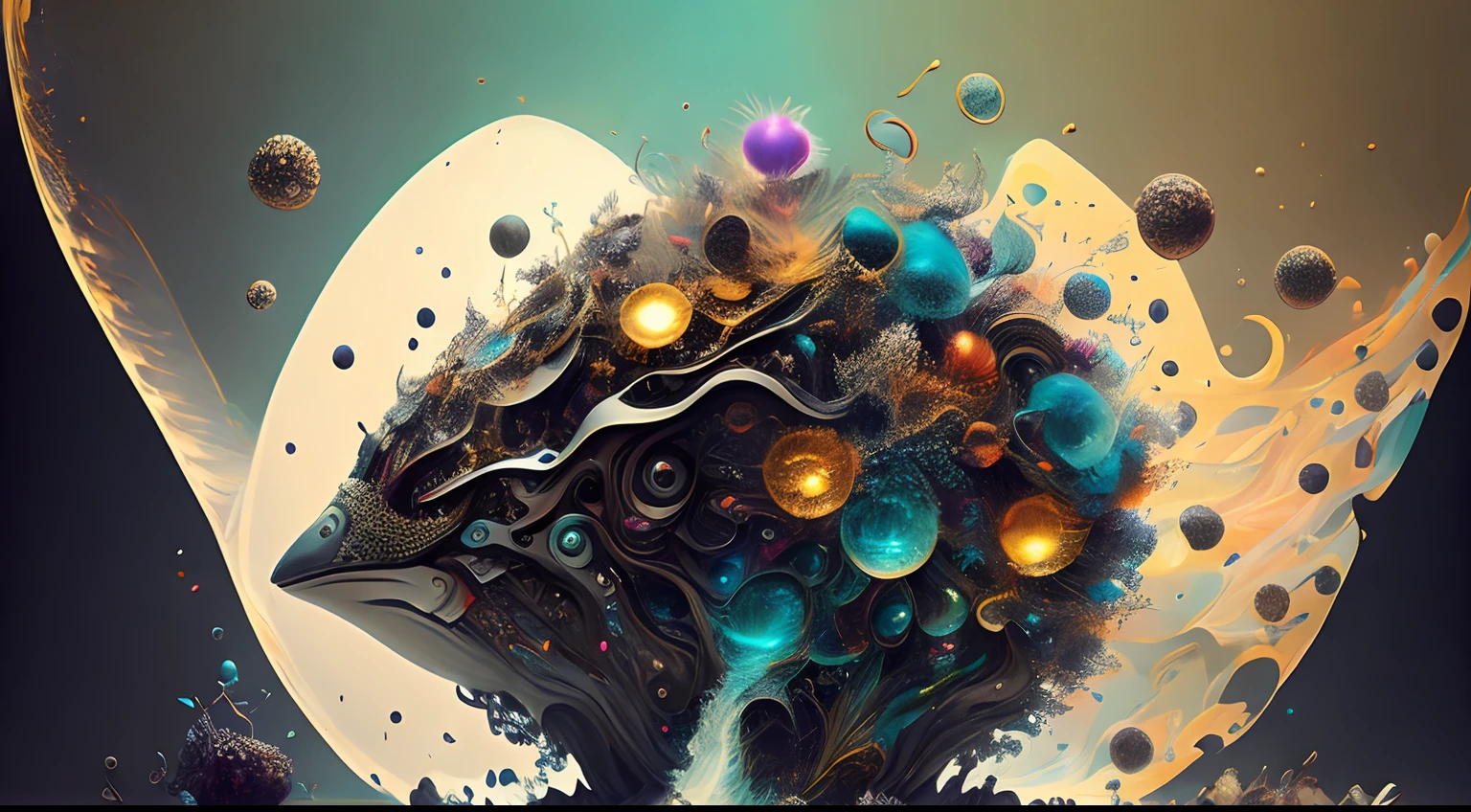 Obra de Arte abstracto multicolor en movimiento.Arte de Alberto Severo. Un primer plano de chorros y corrientes de metales preciosos fundidos que chocan entre si y forman , inmensas cantdades de gotas multicolores y chorros metalicos de oro, plata, cobre mercurio, que burbujean ,explotan ,remolinean y fluyen y ocupan todo el espacio, nubes de fluidos de colores metalicos dorados, plateados, cobrizos brillantes y tornasolados,burbujas tornasoladas, ,remolinos de gotas tornasoladas que giran y escapan.Crea una fascinante obra de arte abstracta con un enfoque en la fluidez y el movimiento. Utilice una paleta de colores rica y diversa, Blend tones seamlessly to evoke a sense of continuous movement, Background of psychedelic fuids in motion. Arte de los fluidos en movimiento