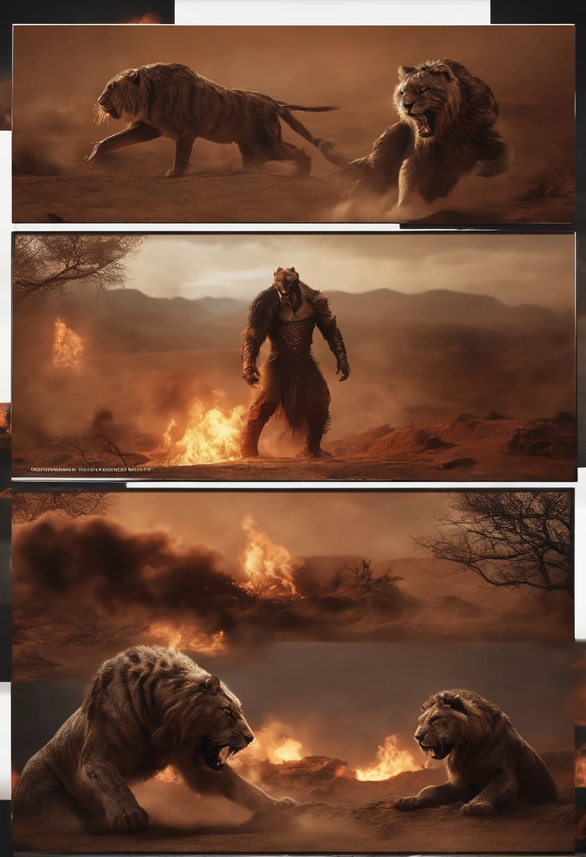 Strange monsters in a fantasy world,sabertooth tiger,long canine teeth,Strong limbs,Covered in flames,Blood,Covered with thick spikes,Moon Night,中景 the scene is,Full body like, highly detailed surreal vfx,oc rendered,Shot with 70 mm - AR 16:9 --q 2 --s 1000