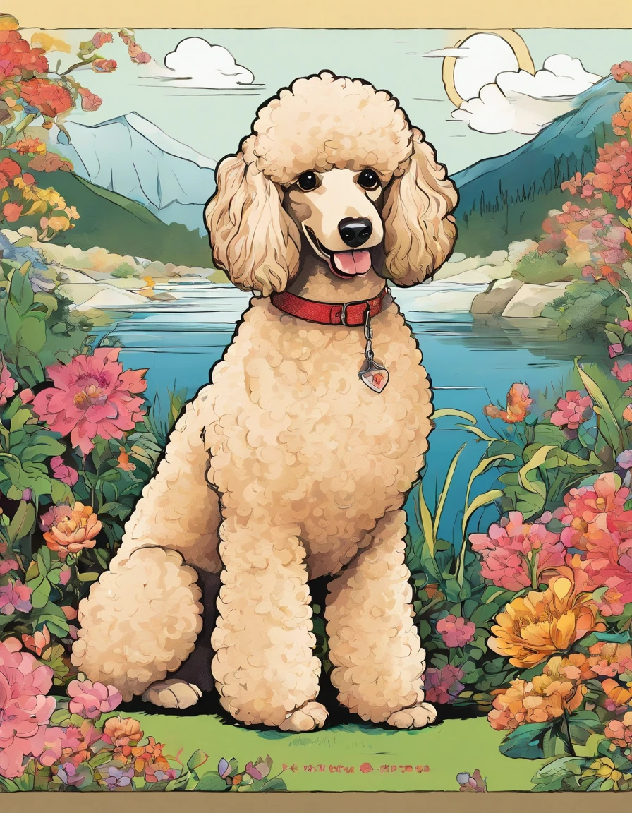 Certainly! Here's a description of a Miniature Poodle illustration in Naoki Saito's style:

"Behold a stunning work of art in Naoki Saito's signature style, featuring the charming and elegant Miniature Poodle. This exquisite illustration captures the essence of this beloved breed with a touch of grandeur and mystique.

The backdrop of this masterpiece transports you to a whimsical realm, where the Miniature Poodle takes center stage. Its fur is depicted with intricate attention to detail, showcasing every curl and wave, while the eyes hold an air of wisdom and grace. The Miniature Poodle's pose exudes a regal and confident aura, reflecting the breed's proud demeanor.

Naoki Saito's use of rich, vibrant colors brings life to the artwork, making the Miniature Poodle stand out against the backdrop of lush scenery. Each stroke of the brush tells a story, evoking a sense of wonder and admiration for this enchanting creature.

This illustration is more than just a visual delight; it's a testament to the skill and artistry of Naoki Saito, inviting you to immerse yourself in a world where the Miniature Poodle reigns supreme. Whether you're a fan of art, dogs, or both, this piece is sure to captivate your heart and imagination."

Feel free to use this description for your Miniature Poodle illustration in Naoki Saito's style!
