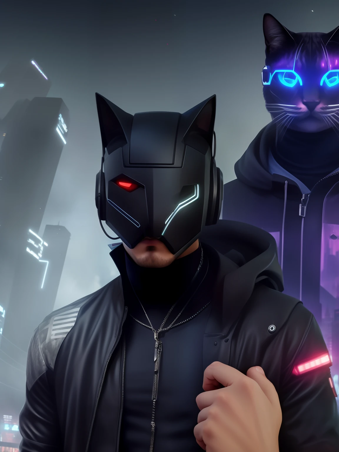Change background cyberpunk handsome boy
ultra realistic with cat,