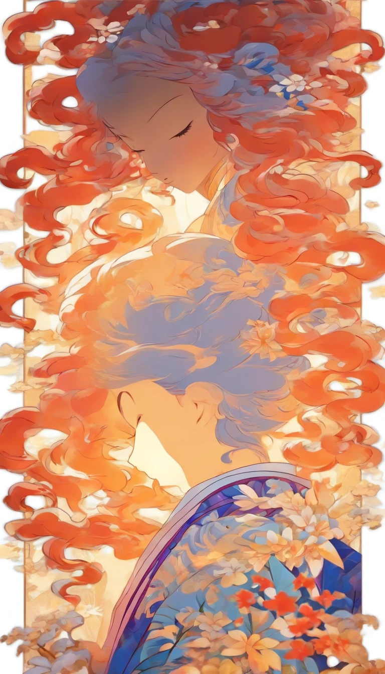 (White background:1.4),(Silhouette of a girl's head, Eyes closed, colorfull long hair, Oriental elements),(Chinese illustration:1.3,paper art:1.3, Quilted paper art:1.2),( reasonable design, Clear lines, High sharpness,Best quality, Very detailed, Masterpiece, movie light effect, 4K ) ,Brown eyes