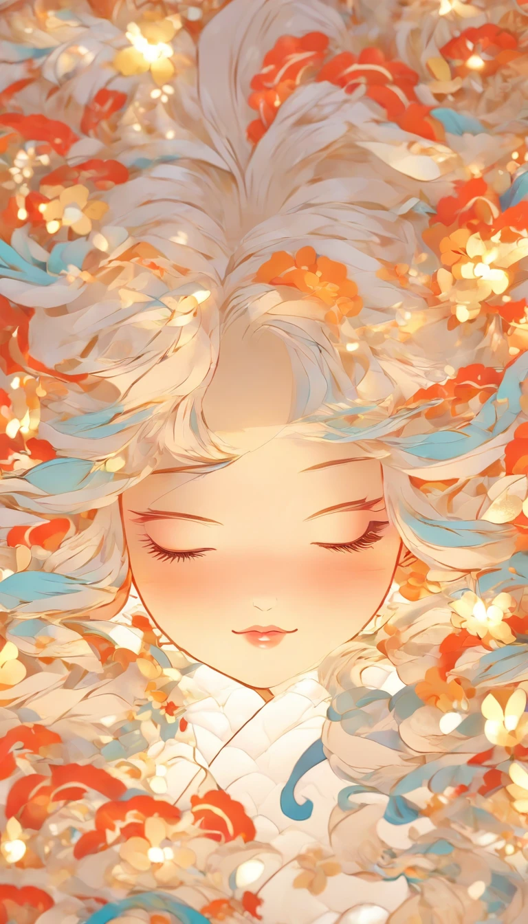(White background:1.4),(Silhouette of a girl's head, Eyes closed, colorfull long hair, Oriental elements),(Chinese illustration:1.3,paper art:1.3, Quilted paper art:1.2),( reasonable design, Clear lines, High sharpness,Best quality, Very detailed, Masterpiece, movie light effect, 4K ) ,Brown eyes