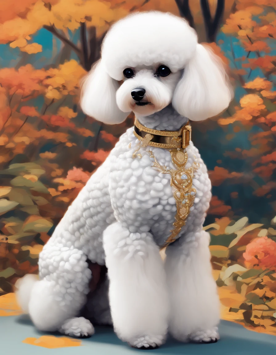 Certainly! Here's a description of a Miniature Poodle illustration in Naoki Saito's style:

"Behold a stunning work of art in Naoki Saito's signature style, featuring the charming and elegant Miniature Poodle. This exquisite illustration captures the essence of this beloved breed with a touch of grandeur and mystique.

The backdrop of this masterpiece transports you to a whimsical realm, where the Miniature Poodle takes center stage. Its fur is depicted with intricate attention to detail, showcasing every curl and wave, while the eyes hold an air of wisdom and grace. The Miniature Poodle's pose exudes a regal and confident aura, reflecting the breed's proud demeanor.

Naoki Saito's use of rich, vibrant colors brings life to the artwork, making the Miniature Poodle stand out against the backdrop of lush scenery. Each stroke of the brush tells a story, evoking a sense of wonder and admiration for this enchanting creature.

This illustration is more than just a visual delight; it's a testament to the skill and artistry of Naoki Saito, inviting you to immerse yourself in a world where the Miniature Poodle reigns supreme. Whether you're a fan of art, dogs, or both, this piece is sure to captivate your heart and imagination."

Feel free to use this description for your Miniature Poodle illustration in Naoki Saito's style!