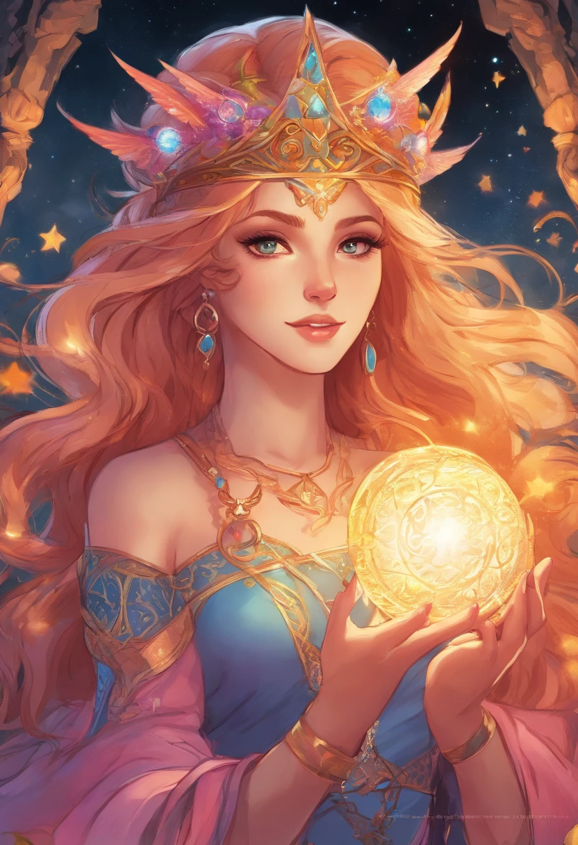 best quality,4k,8k,highres,masterpiece:1.2,ultra-detailed,realistic:1.37,portrait,western mythology,Elvis kingdom,magic academy,fire spirit academy,Alyssa,beautiful detailed eyes,beautiful detailed lips,extremely detailed eyes and face,long lashes,red hair,flowing golden locks,enchanted forest background,magical glowing orbs,mythical creatures,fairies and unicorns,sparkling wand,wisps of magic floating in the air,majestic palace,royal crown and gown,celtic symbols,twinkling stars in the sky,mysterious moonlight,soft ethereal lighting,magical atmosphere,colorful and vibrant palette