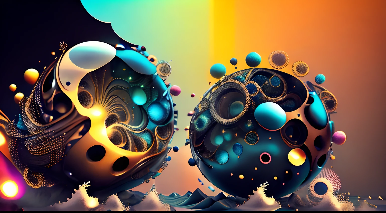 Obra de Arte abstracto multicolor en movimiento.Arte de Alberto Severo. Un primer plano de chorros y corrientes de metales preciosos fundidos que chocan entre si y forman , inmensas cantdades de gotas multicolores y chorros metalicos de oro, plata, cobre mercurio, que burbujean ,explotan ,remolinean y fluyen y ocupan todo el espacio, nubes de fluidos de colores metalicos dorados, plateados, cobrizos brillantes y tornasolados,burbujas tornasoladas, ,remolinos de gotas tornasoladas que giran y escapan.Crea una fascinante obra de arte abstracta con un enfoque en la fluidez y el movimiento. Utilice una paleta de colores rica y diversa, Blend tones seamlessly to evoke a sense of continuous movement, Background of psychedelic fuids in motion. Arte de los fluidos en movimiento