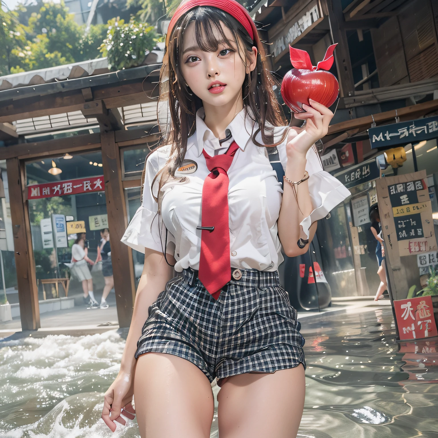 of the highest quality、8K、Photorealsitic:1.4、Raw photography、超A high resolution:1.4、Top image quality: 1.4、absurderes, ​master piece, Ultra-detailed、A hyper-realistic,1girl,2penis,2boys、Solo、japanaese girl、(((drooing eyes)))、Height 1.7m、((smaller tits))、Red Volley_uniform、Photorealistic, Sexy, Female, Woman, Clothing, Realistic penis, Realistic pussy, Holding_1penis,(((fellatio))),Wet face,Licking penis、put off shorts, put of pantie, put penis into pussy, cowgirl sex、(((vaginal))), sex, sex, pussy juice, wet inside thighs, codriver, gal poses,photo pose, panties pulled aside fuck