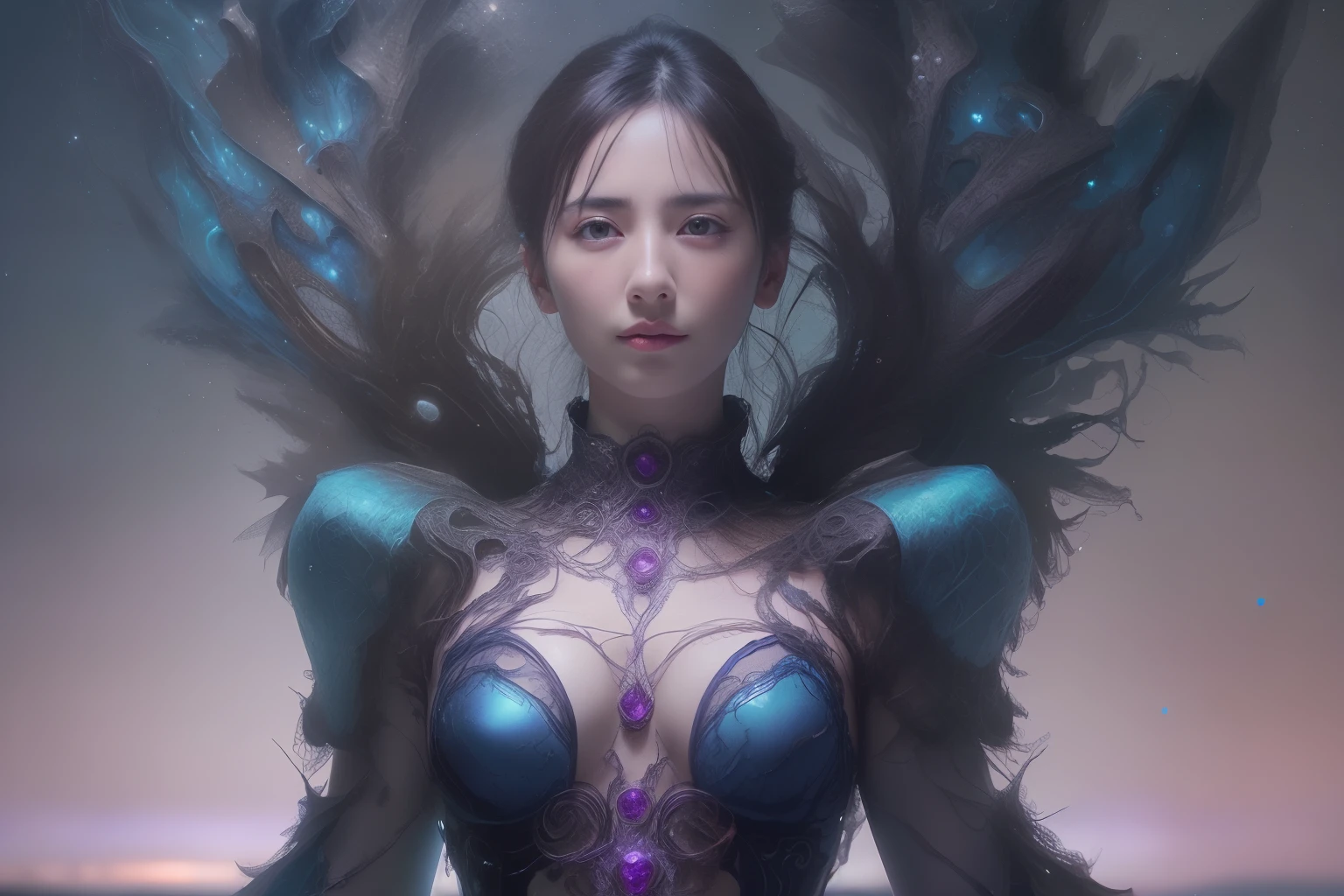 (Expression of ecstasy:1.2), From Side, Photorealistic, Official art, Unity 8k wallpapr, 8K Portrait, Best Quality, Very high resolution, (Incredibly beautiful nature background:1.6), One girl, One beautiful age italian girl, sixteen years old, Obscene, (Sexy and glamorous:1.1), (A coquettish expression:1.6), (small breasts with raised pink areolas,,,,:1.6), Vulgarity, (seductively smiling:1.2), (full body1.0), (erotic posing:1.5), (Magic Attack Pose:1.6),(magical effects like sparkles or energy:1.5), (Electric shock from hands:1.1), (Detailed blue bodysuit with beautiful fractal or marble design:1.5), (Beautiful and d delicate ruby, topaz, emerald and sapphire jewelry:1.45), Beautiful seductive face, Portrait, (Thick eyebrows:1.2), (Big purple eyes:1.2), Beautiful eyes with fine symmetry, (Ultra detailed eyes:1.4), (High resolution eyes:1.1), Intimate face, (ultra detailed skin texture:1.4), White skin, pale skin, Perfect Anatomy, Thin, (Beautiful toned body:1.1), Hair Bow, (Moist skin:1.1), full of sweat, No makeup, dark circles, Good anatomy, Focus Face, Good Looking Ing, (Emilia Clark:0.6) (Emma watson:0.3),(Jennifer Connelly:0.4), (sensual face:1.5), Elegant face, Nice, Dolce, Cyberpunk Sci-Fi, (Gauntlets with intricate and beautiful designs:1.2), Blurred background, Blurred foreground, depth of fields, (Motion Blur:1.1), Complex and colorful biomechanical bodysuit, Zentangle, mandalas, Entangled, (Small breasts:1.2), Sheer breast, (Beautiful :1.2), (NSFW:1.2), large hips, drivel, Juice stain, grabbing on breasts,