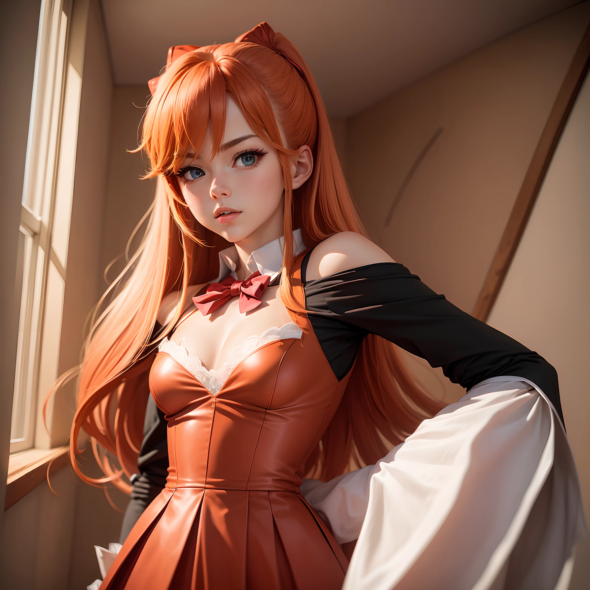 ((Obra maestra,La mejor calidad, Detallado)), de espalda contra la pared, Souryuu Asuka Langley, Traje de prueba,