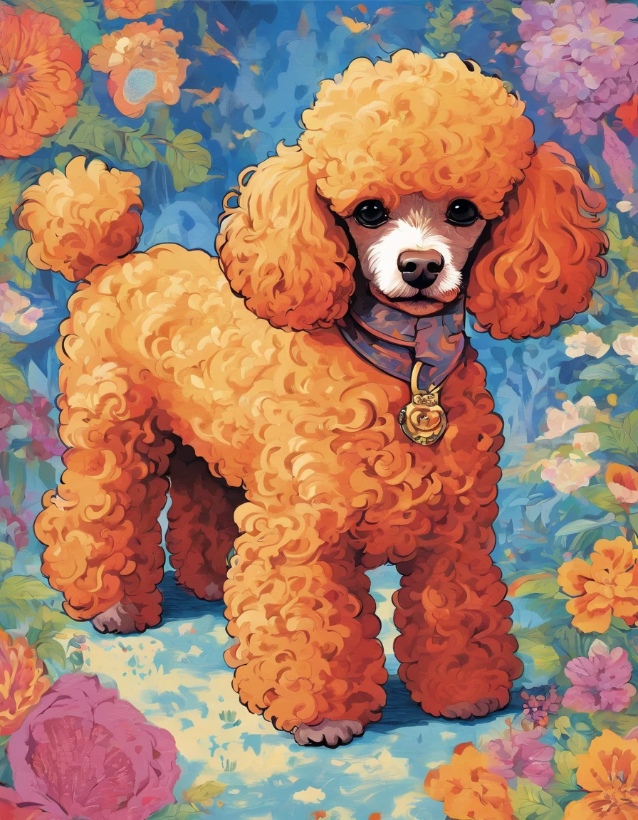Certainly! Here's a description of a Miniature Poodle illustration in Naoki Saito's style:

"Behold a stunning work of art in Naoki Saito's signature style, featuring the charming and elegant Miniature Poodle. This exquisite illustration captures the essence of this beloved breed with a touch of grandeur and mystique.

The backdrop of this masterpiece transports you to a whimsical realm, where the Miniature Poodle takes center stage. Its fur is depicted with intricate attention to detail, showcasing every curl and wave, while the eyes hold an air of wisdom and grace. The Miniature Poodle's pose exudes a regal and confident aura, reflecting the breed's proud demeanor.

Naoki Saito's use of rich, vibrant colors brings life to the artwork, making the Miniature Poodle stand out against the backdrop of lush scenery. Each stroke of the brush tells a story, evoking a sense of wonder and admiration for this enchanting creature.

This illustration is more than just a visual delight; it's a testament to the skill and artistry of Naoki Saito, inviting you to immerse yourself in a world where the Miniature Poodle reigns supreme. Whether you're a fan of art, dogs, or both, this piece is sure to captivate your heart and imagination."

Feel free to use this description for your Miniature Poodle illustration in Naoki Saito's style!