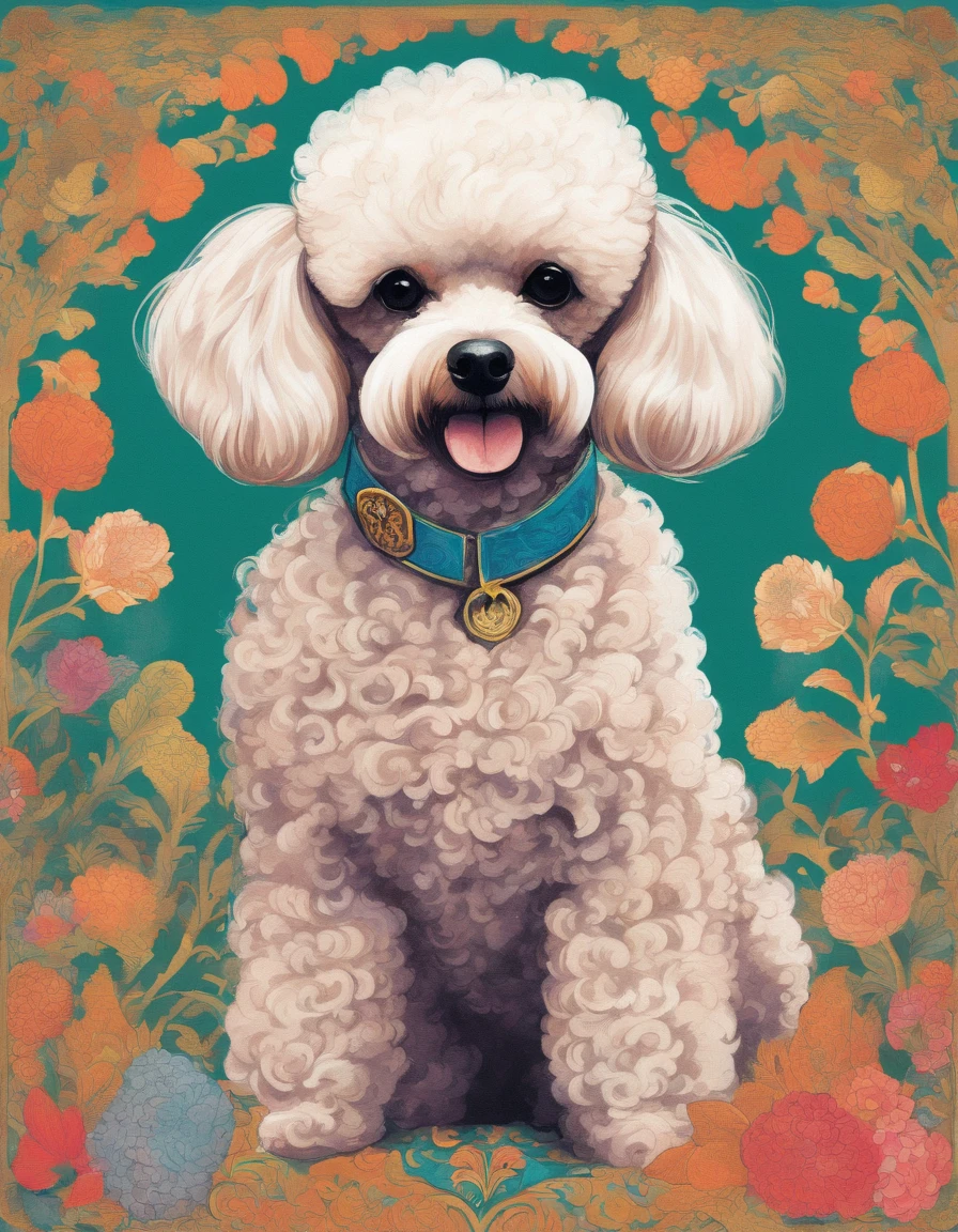 Certainly! Here's a description of a Miniature Poodle illustration in Naoki Saito's style:
"Behold a stunning work of art in Naoki Saito's signature style, featuring the charming and elegant Miniature Poodle. This exquisite illustration captures the essence of this beloved breed with a touch of grandeur and mystique.
The backdrop of this masterpiece transports you to a whimsical realm, where the Miniature Poodle takes center stage. Its fur is depicted with intricate attention to detail, showcasing every curl and wave, while the eyes hold an air of wisdom and grace. The Miniature Poodle's pose exudes a regal and confident aura, reflecting the breed's proud demeanor.
Naoki Saito's use of rich, vibrant colors brings life to the artwork, making the Miniature Poodle stand out against the backdrop of lush scenery. Each stroke of the brush tells a story, evoking a sense of wonder and admiration for this enchanting creature.
This illustration is more than just a visual delight; it's a testament to the skill and artistry of Naoki Saito, inviting you to immerse yourself in a world where the Miniature Poodle reigns supreme. Whether you're a fan of art, dogs, or both, this piece is sure to captivate your heart and imagination."
Feel free to use this description for your Miniature Poodle illustration in Naoki Saito's style!