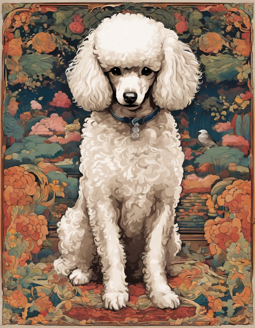 Certainly! Here's a description of a Miniature Poodle illustration in Naoki Saito's style:

"Behold a stunning work of art in Naoki Saito's signature style, featuring the charming and elegant Miniature Poodle. This exquisite illustration captures the essence of this beloved breed with a touch of grandeur and mystique.

The backdrop of this masterpiece transports you to a whimsical realm, where the Miniature Poodle takes center stage. Its fur is depicted with intricate attention to detail, showcasing every curl and wave, while the eyes hold an air of wisdom and grace. The Miniature Poodle's pose exudes a regal and confident aura, reflecting the breed's proud demeanor.

Naoki Saito's use of rich, vibrant colors brings life to the artwork, making the Miniature Poodle stand out against the backdrop of lush scenery. Each stroke of the brush tells a story, evoking a sense of wonder and admiration for this enchanting creature.

This illustration is more than just a visual delight; it's a testament to the skill and artistry of Naoki Saito, inviting you to immerse yourself in a world where the Miniature Poodle reigns supreme. Whether you're a fan of art, dogs, or both, this piece is sure to captivate your heart and imagination."

Feel free to use this description for your Miniature Poodle illustration in Naoki Saito's style!