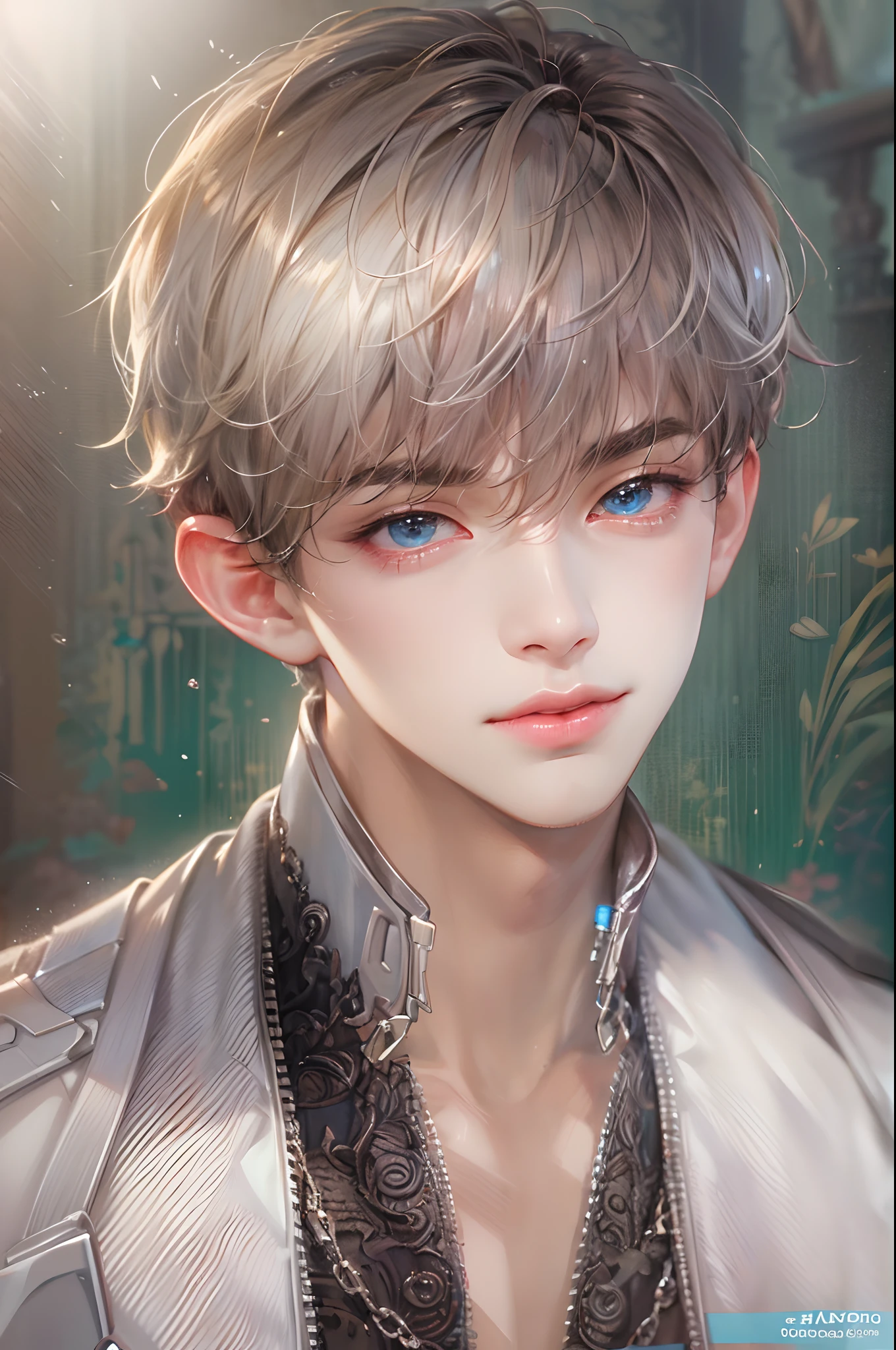 (absurdres, highres, ultra detailed, HDR), masterpiece, best quality, Android Game Character , short hair, handsome boy, anime eyes, Mobile Legends Hero, detailed scebe, detailed character