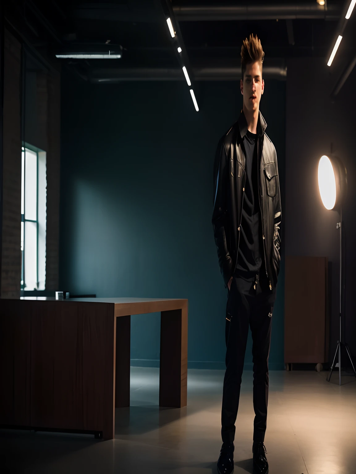 there is a man that is standing in front of a building, portrait shot 8 k, close - up portrait shot, shot on nikon z9, taken in the early 2020s, around 1 9 , harsh good looking face, portrait of a beautiful person, mildly scarred on his face, color portrait, shot on sony a 7, handsome face