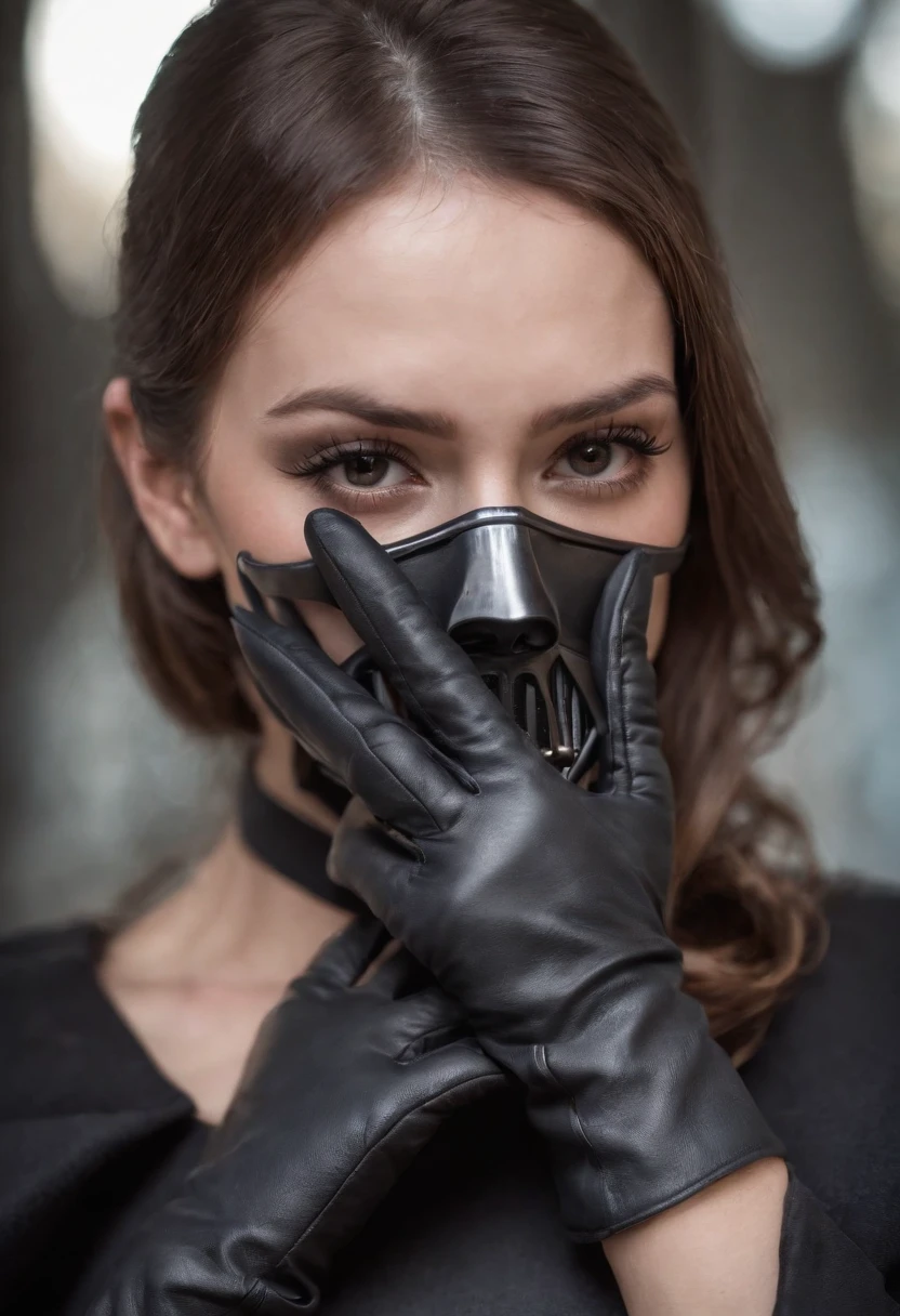Darth Vader Mask　Women's Cosplay　Black leather gloves