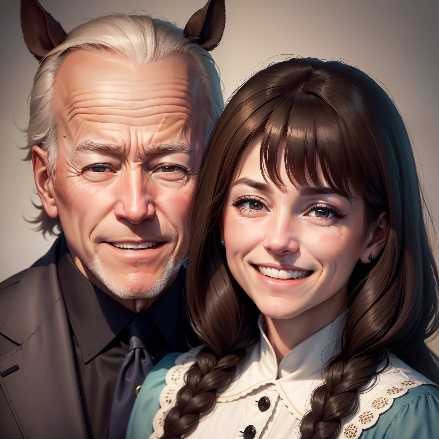 Joe Biden with horse 🐎 face laughing woman