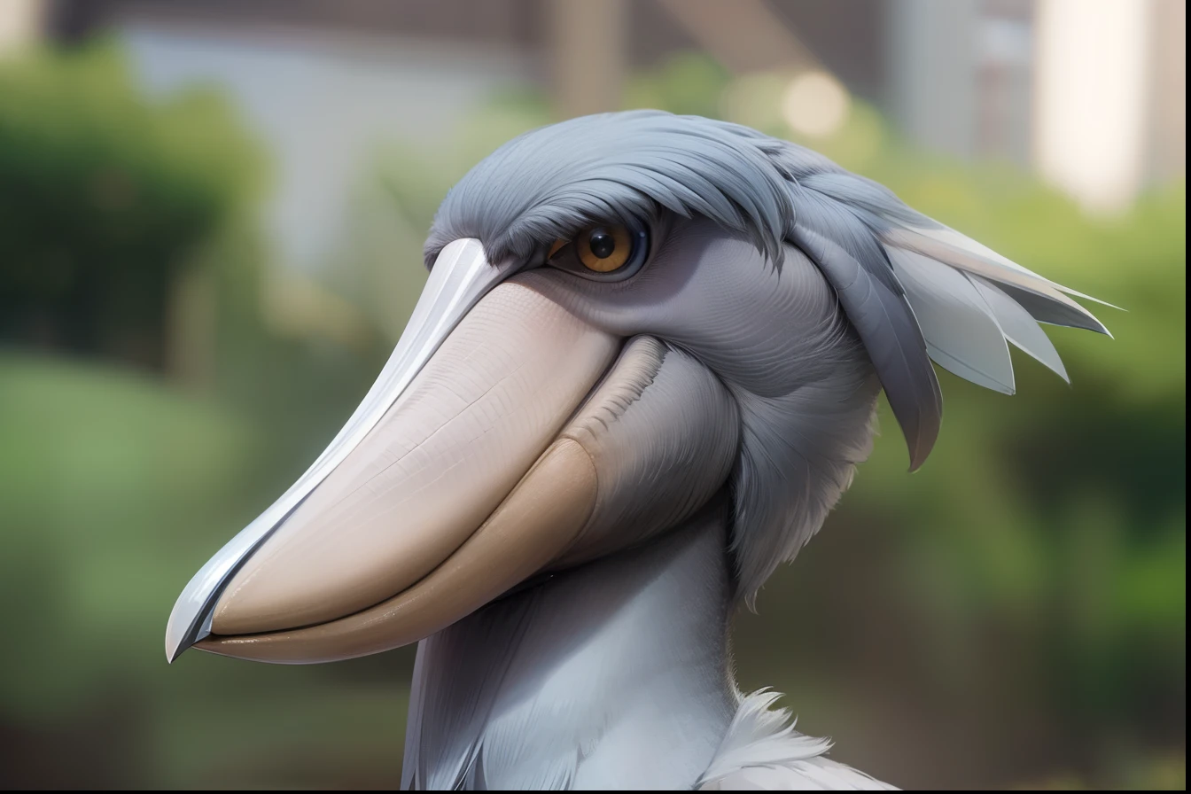 Shoebill is looking to the side