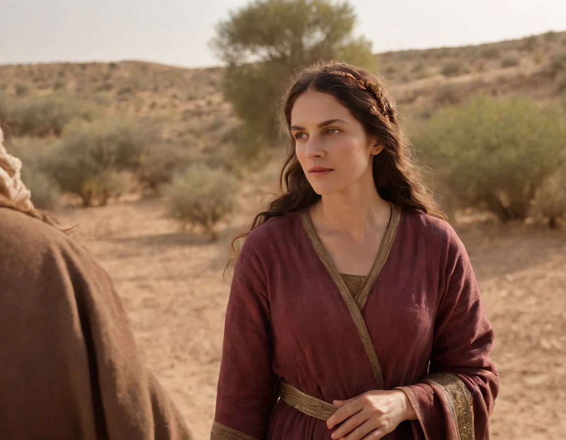 (melhor qualidade: 1.4), (Ultra Highres: 1.2), (fotorrealista: 1.4), (8k, Foto RAW: 1.2).The description of the Samaritan woman's physical appearance is not detailed in the biblical narrative, But her Samaritan background suggests she probably had similar traits to other people in the region. No historical-cultural context, The story of the Samaritan woman is set during a period of ethnic and religious tensions between Samaritans and Jews. His encounter with Jesus at Jacob's well highlights the message of spiritual equality and the importance of faith over cultural differences.