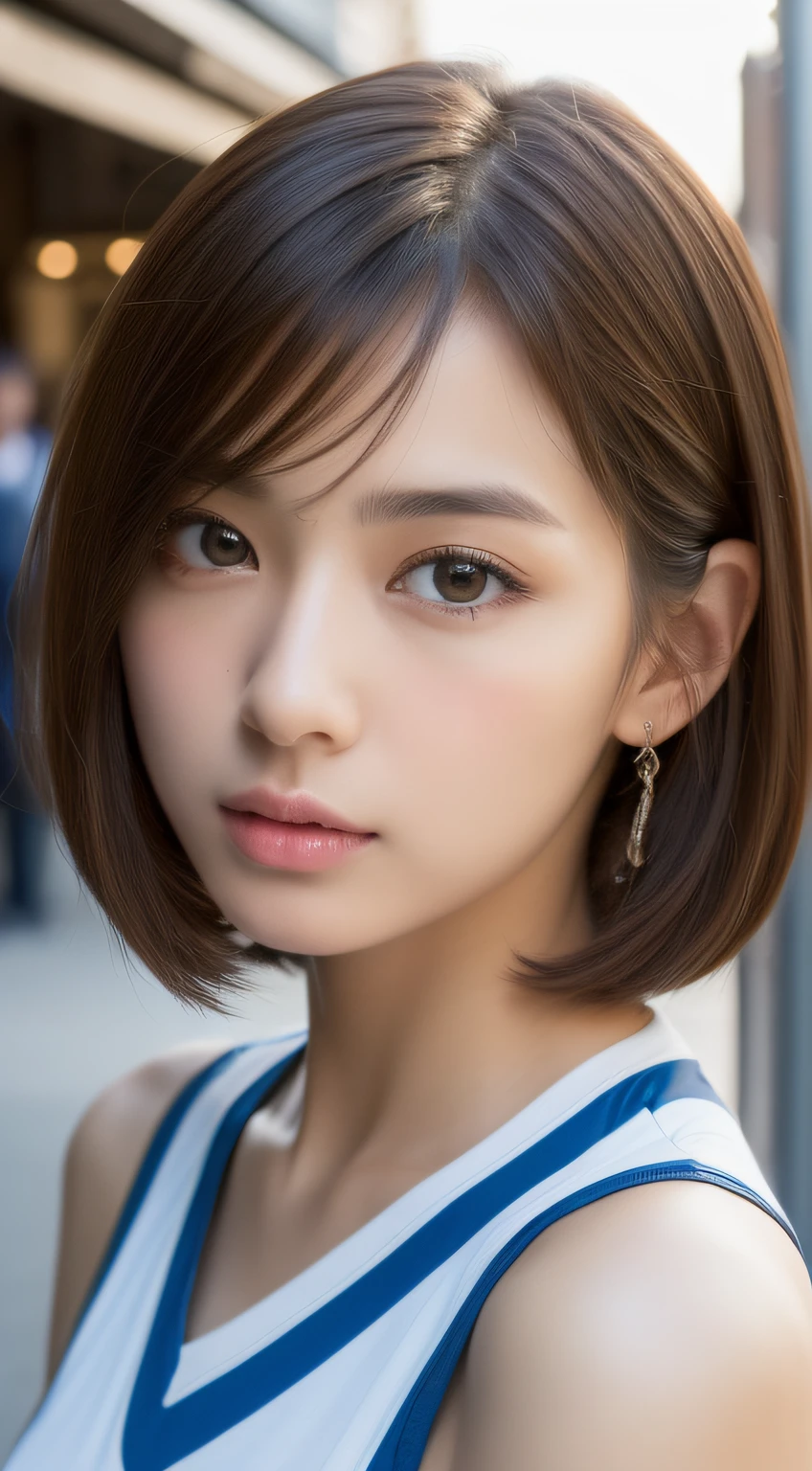 Best-quality, Masterpiece, Ultra-High-Resolution, (Photorealistic:1.4), Raw Photo, depth of field, professional lighting, perfect anatomy, extremely details, 1girl, Japanese idol, angry at her manager, extremely cute face, extremely beautiful and extremely big eyes, extremely beautiful short-cut-haired, extremely beautiful skins, realistic skin texture, extremely beautiful long-eyelashes, extremely beautiful lips, childish-body, looking at viewer