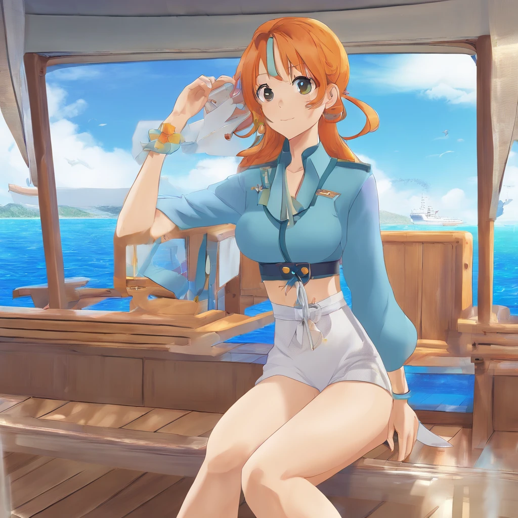 (masterpiece:1.2), best quality, photo of beautiful female fisherman, gingerhair, glittering blue eyes, 30yo, soaked clothes, (on fishing boat:1.3), blue apron over white clothes, dark clouds, Photorealistic, Hyperdetailed, analog style, hip cocked, demure, low cut, detailed skin, soft lighting, subsurface scattering, heavy shadow, masterpiece, best quality, ultra realistic, 8k, Intricate, High Detail, film photography, soft focus