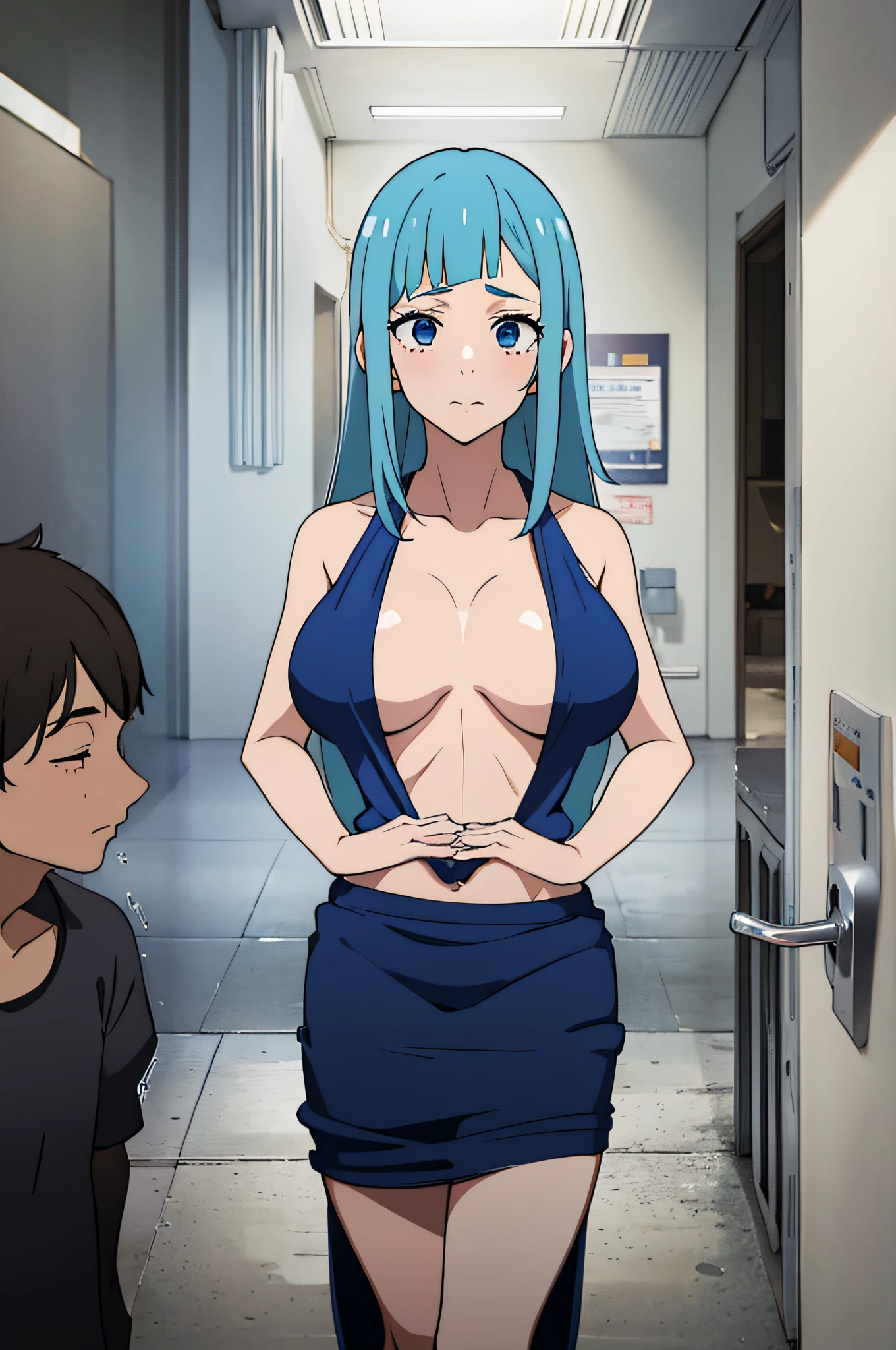 miwakasumi,(2boys grabbing 1girl breast:1.1),2boys,grabbing breast, girl