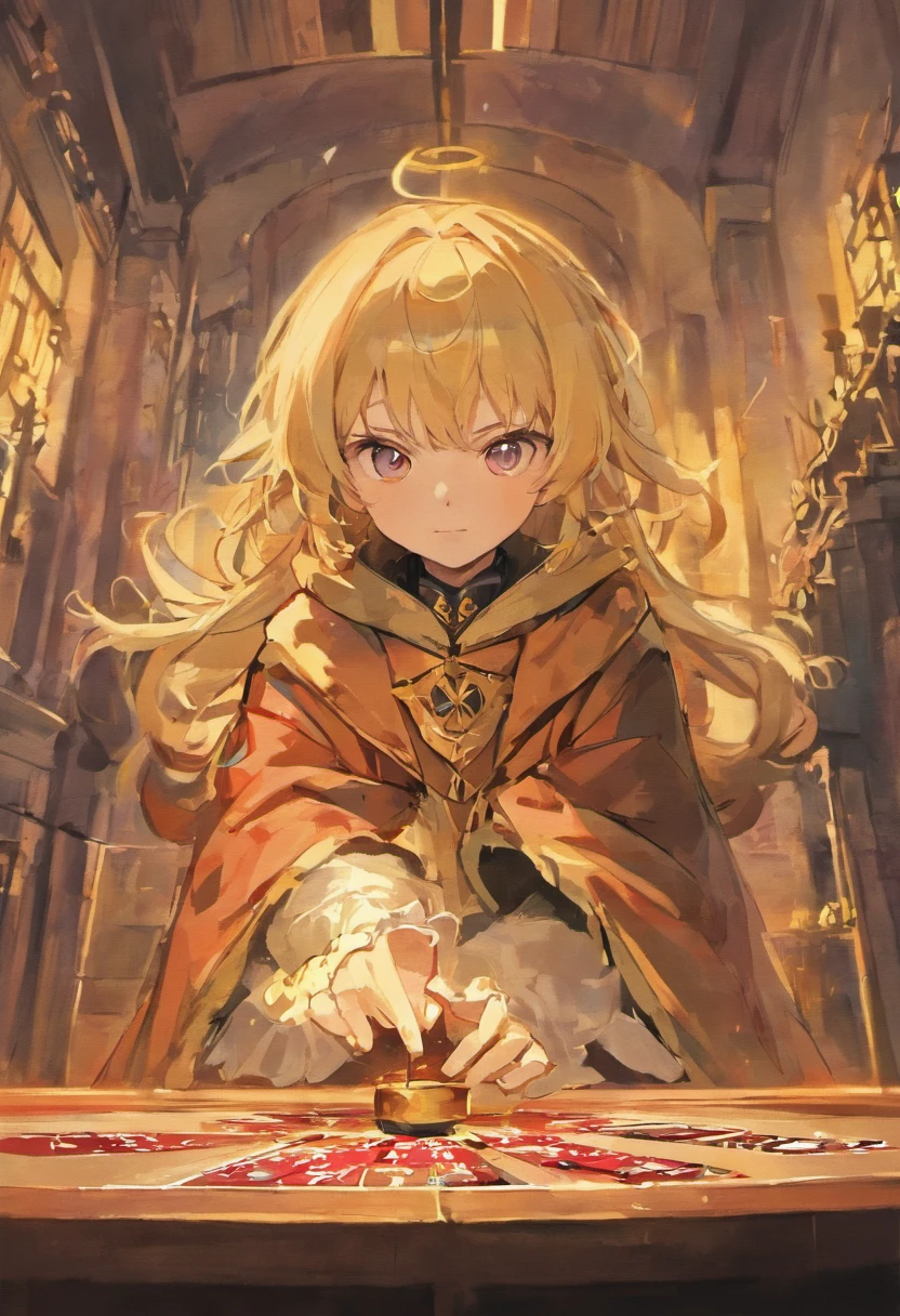 (tmasterpiece,best qualtiy),At the table was a man in a cloak and hood,Board games,dnd,Dungeon Lord,City Lord Curtain,There are dice and candlesticks on the table,Dim Room,anime big breast