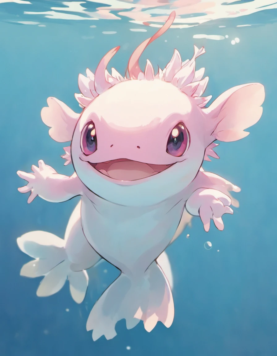 An Axolotl is a captivating amphibian perfectly adapted to an aquatic lifestyle. These creatures display a wide range of colors, from delicate pinks and whites to shimmering golds and dark blacks. Their sleek, elongated bodies glide effortlessly through the water, making them a marvel to observe in underwater habitats.
One of the most striking features of the Axolotl is its frilly external gills, which encircle their neck like a feathered collar. These gills are essential for breathing in their underwater world and are a defining characteristic of the species. Additionally, Axolotls sport a dorsal fin that runs along their backs, offering stability as they swim gracefully.
Perhaps the most endearing aspect of an Axolotl's appearance is its perpetual smile. This charming feature is created by their small, visible teeth that maintain a friendly grin even when their mouths are closed. These aquatic creatures typically reach lengths of 6 to 18 inches, depending on various factors, including genetics and environmental conditions.
Their sensory organs include small, lidless eyes and two tiny nostrils located on the tip of their snout, allowing them to navigate their watery world with precision. With smooth, scale-free skin and their ability to regenerate lost limbs, Axolotls are not only captivating pets but also subjects of scientific fascination. These unique amphibians embody both charm and scientific wonder in their distinctive appearance and adaptations. drawn by sowsow a pokemon artists.