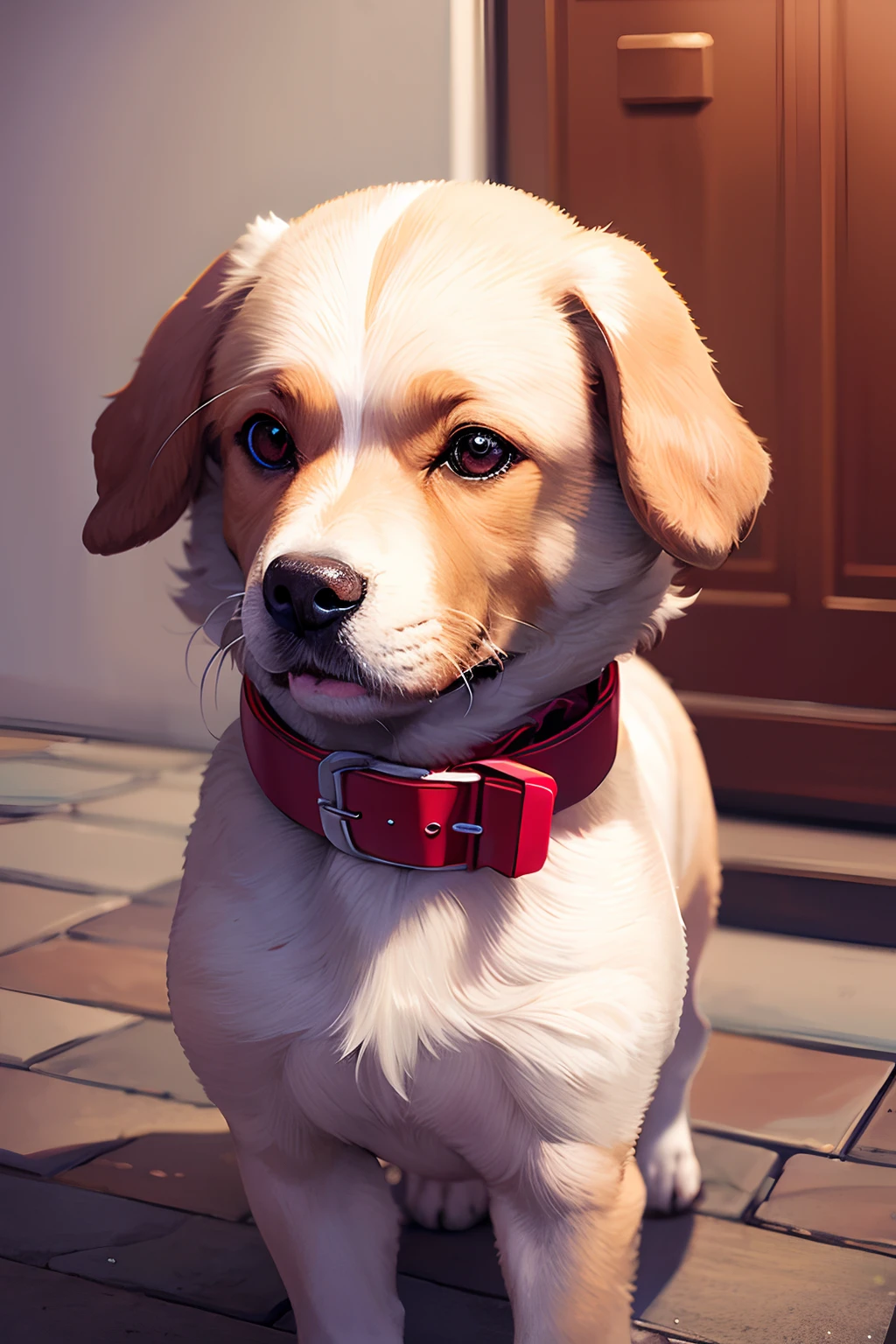 （tmasterpiece，top Quority，best qualtiy），Pix，Pixel art，a Dog，Red collar
