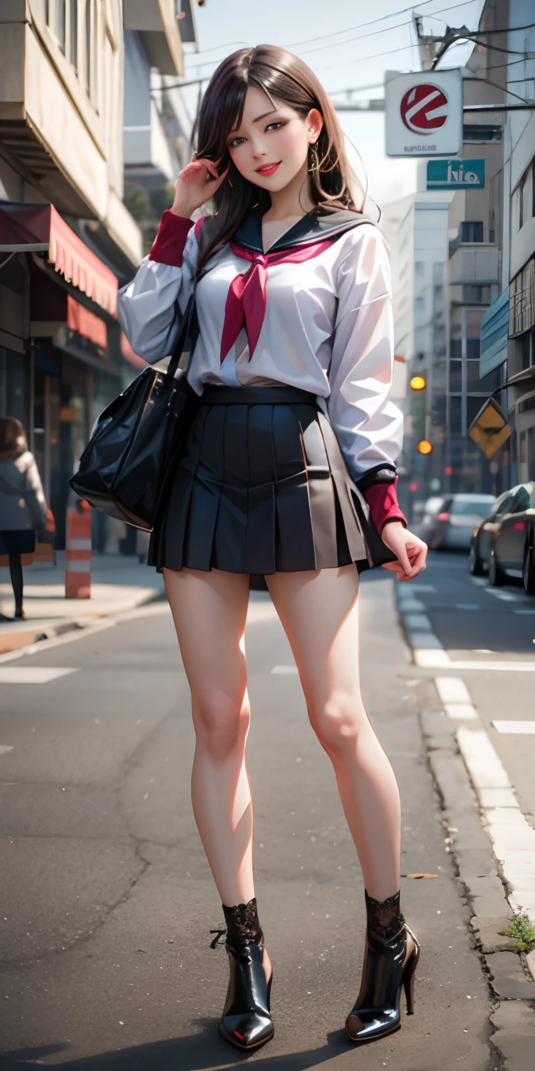 balloon seller, full body, real photo,  girl, twin tails, looking down at me,