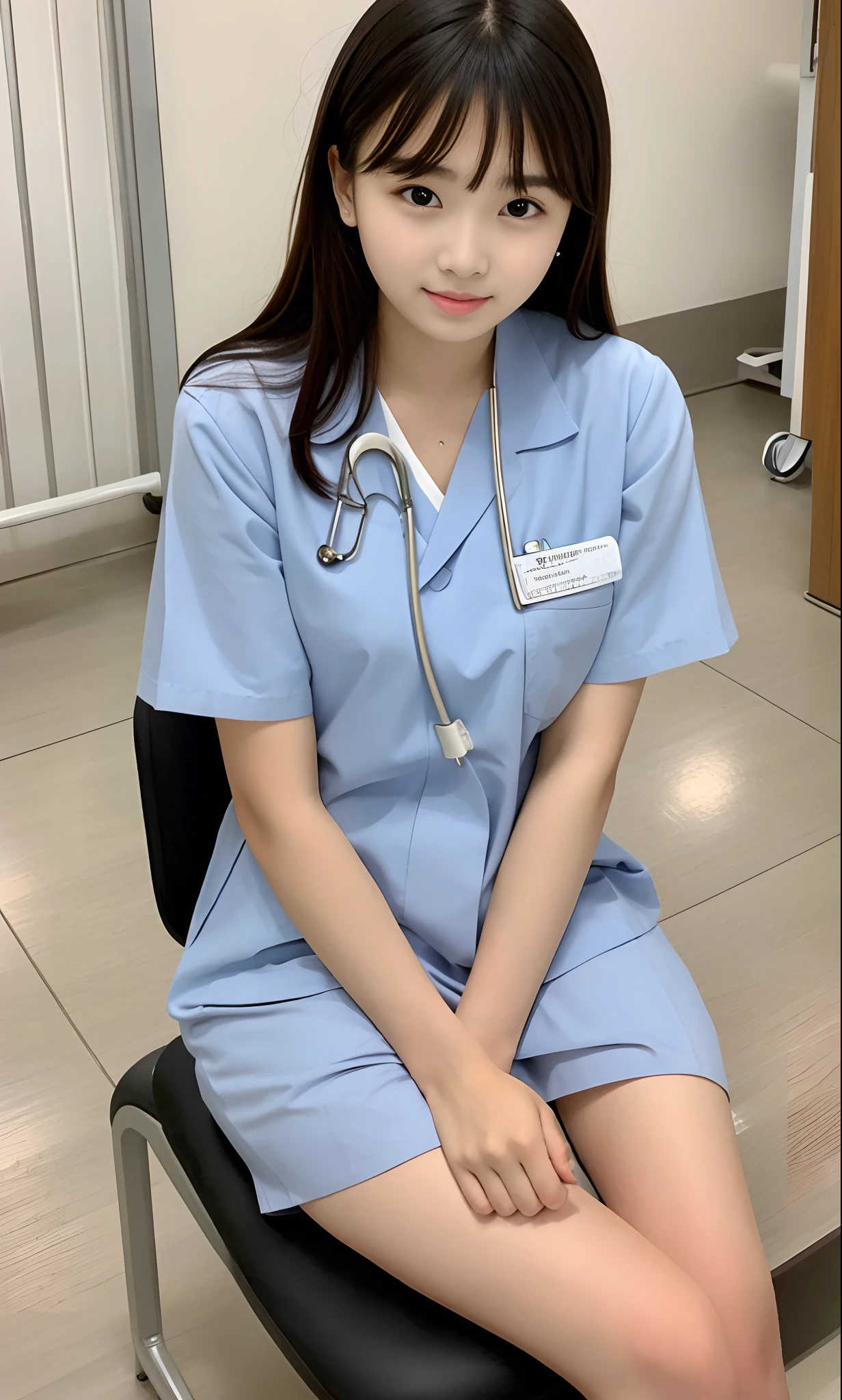 hightquality、​masterpiece、ultra res、a beauty girl、cute girl face、hospitals、nurse、Wearing nurse clothes、full bodyesbian、Famous actresses of Japan、very beautiful face、A sexy