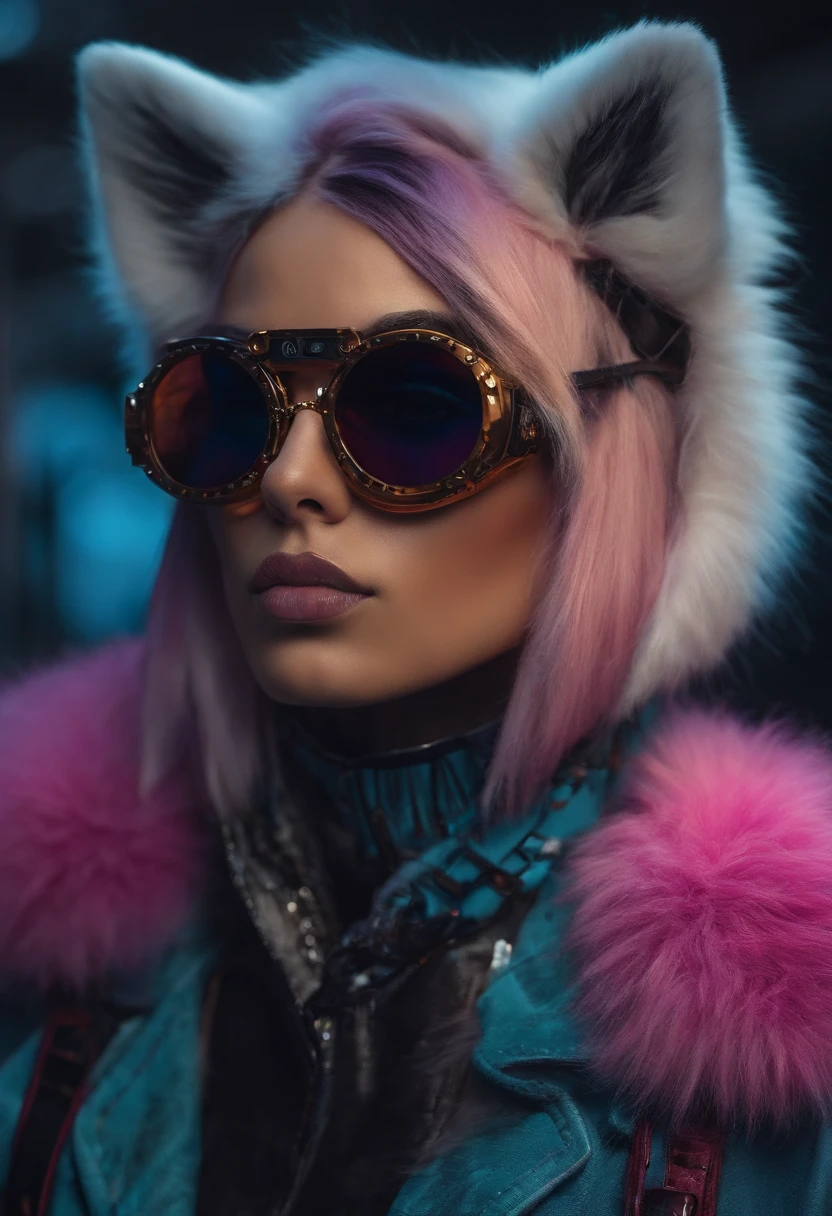 Furry usando moleton , estilo cyber punk