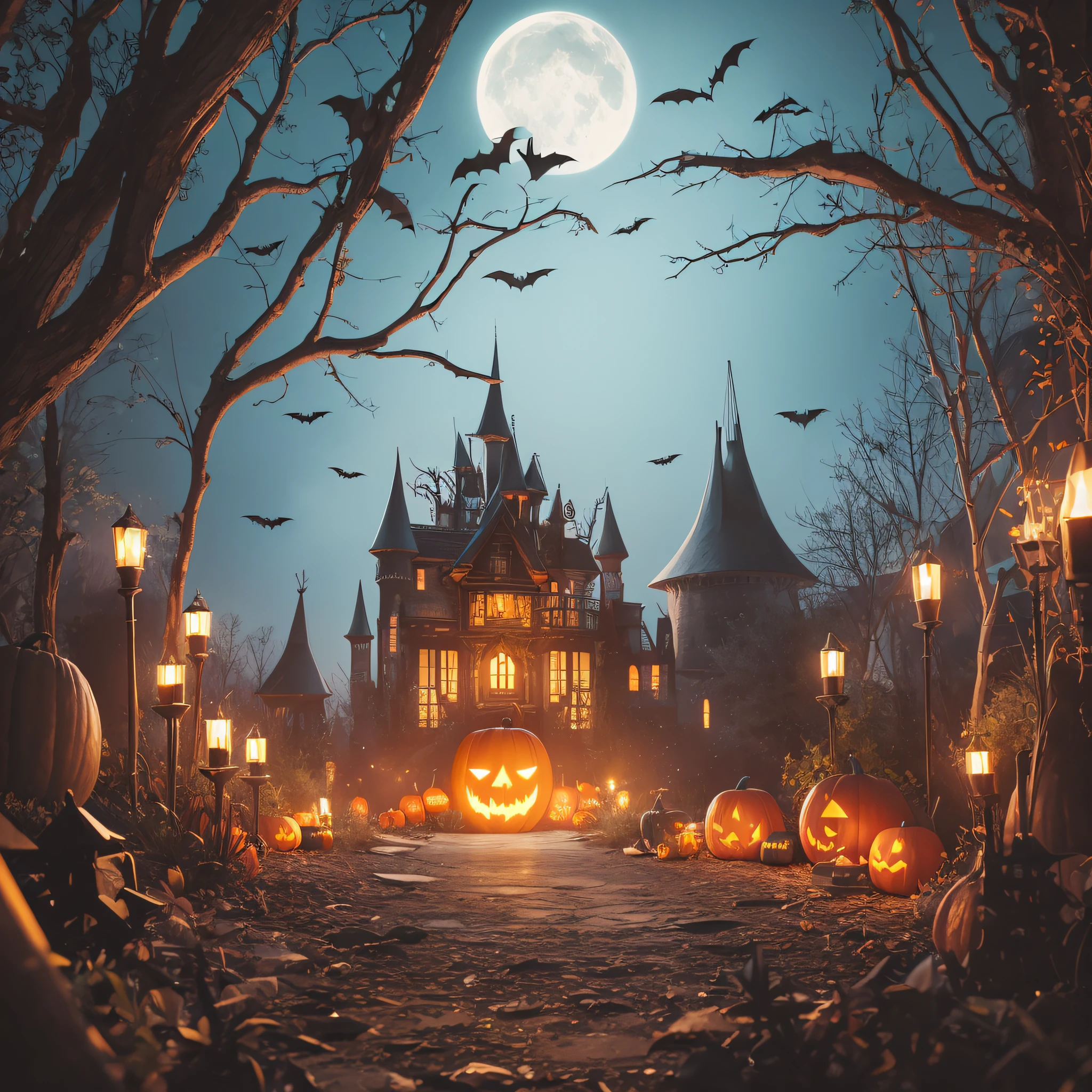 a Halloween vector background portraying a witch's lair with bubbling cauldrons, spellbooks, and magical artifacts
