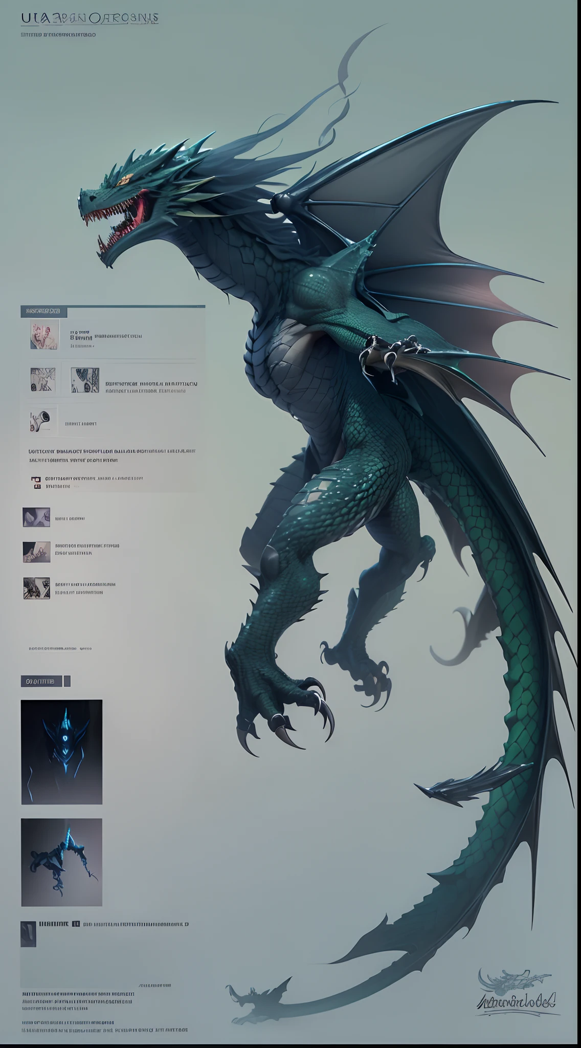 (Best quality,Ultra-detailed,Realistic:1.37),[(non-humanoid)+(manticore)],Sharp teeth,Green tongue,Demon Dragon Wings,ominous lighting,Black and dark blue tones。