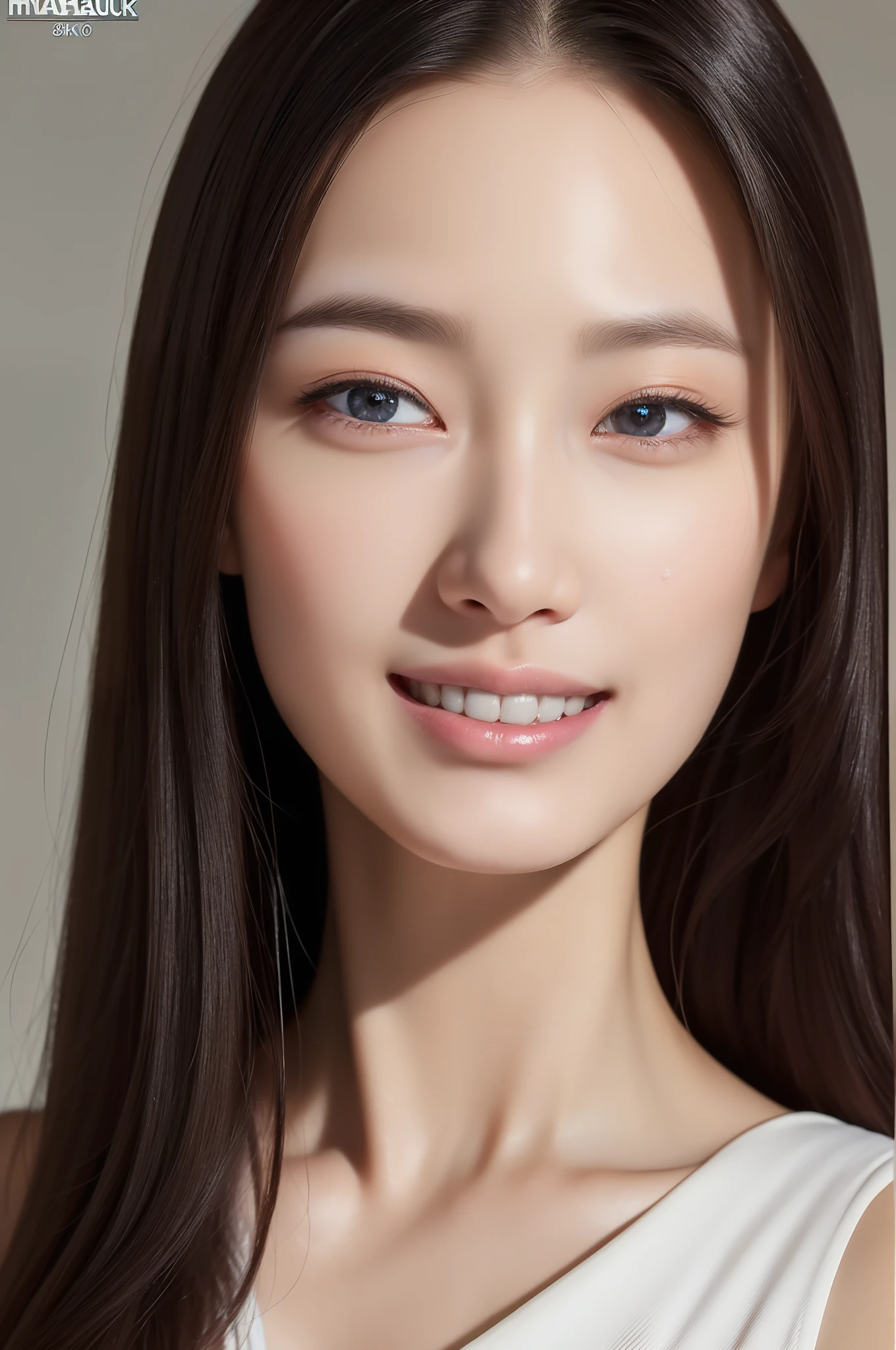 ((top-quality、8K、masterpiece:1.3))、foco nítido:1.2、(Beautiful actress)、photos realistic(shinny skin)、A dark-haired、Realistic pupils、电影灯光、extremely detailed eye and face、a smile