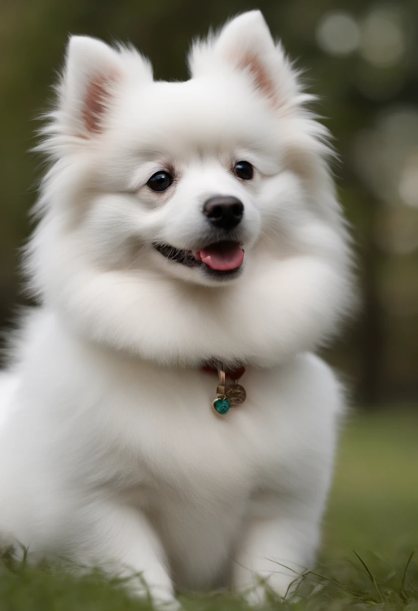 Breed a white German spitz dog